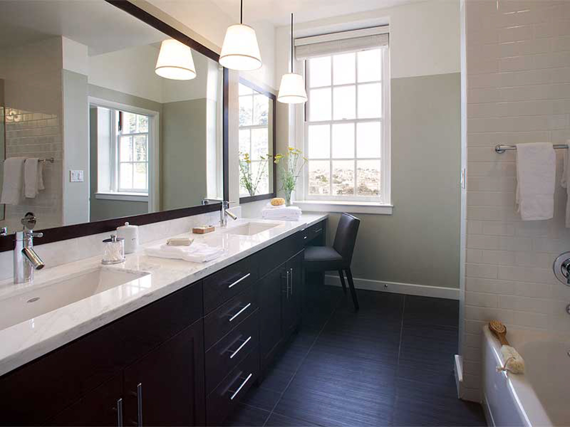 A bathroom in a Presidio Landmark apartment in San Francisco, CA.