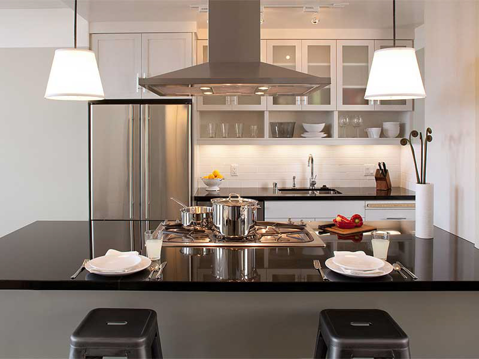 A kitchen in a Presidio Landmark apartment in San Francisco, CA.