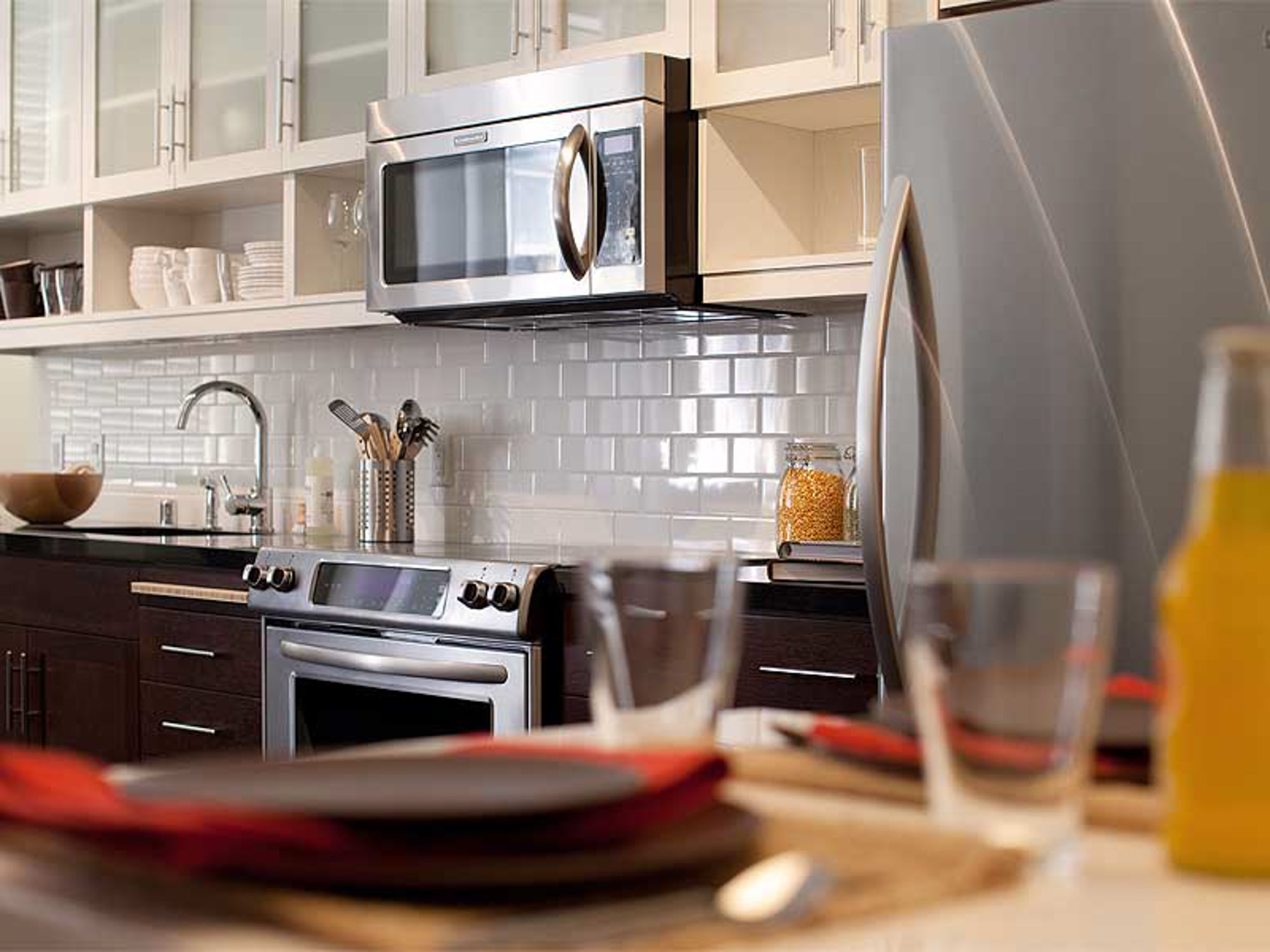 A kitchen in a Presidio Landmark apartment in San Francisco, CA.