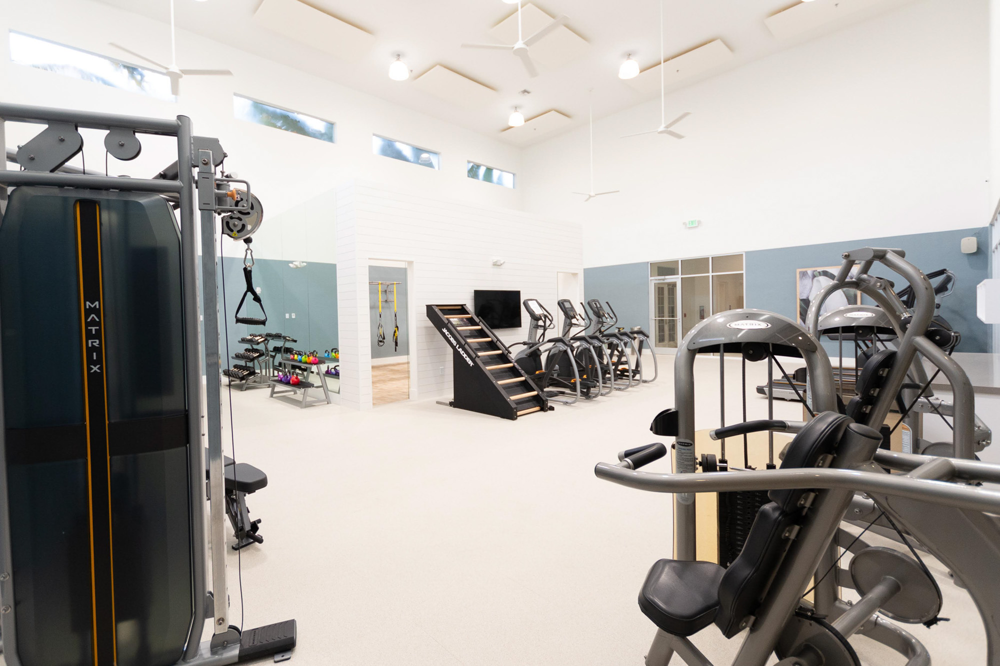 The fitness center at Solano at Miramar apartments in Miramar, FL.