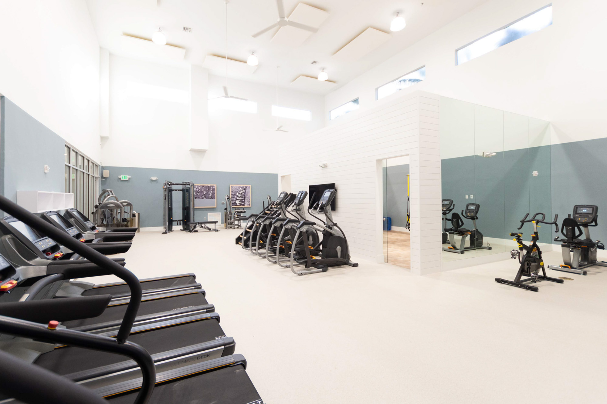 The fitness center at Solano at Miramar apartments in Miramar, FL.