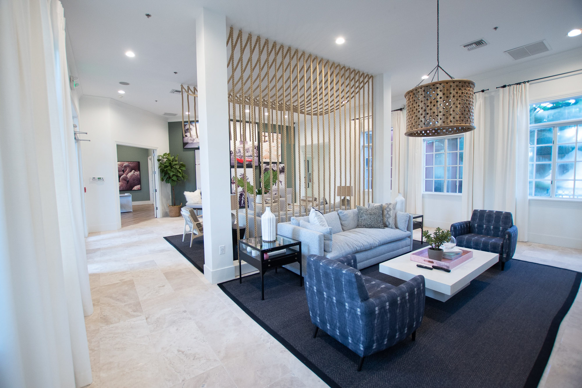 The clubhouse lounge at Solano at Miramar apartments in Miramar, FL.