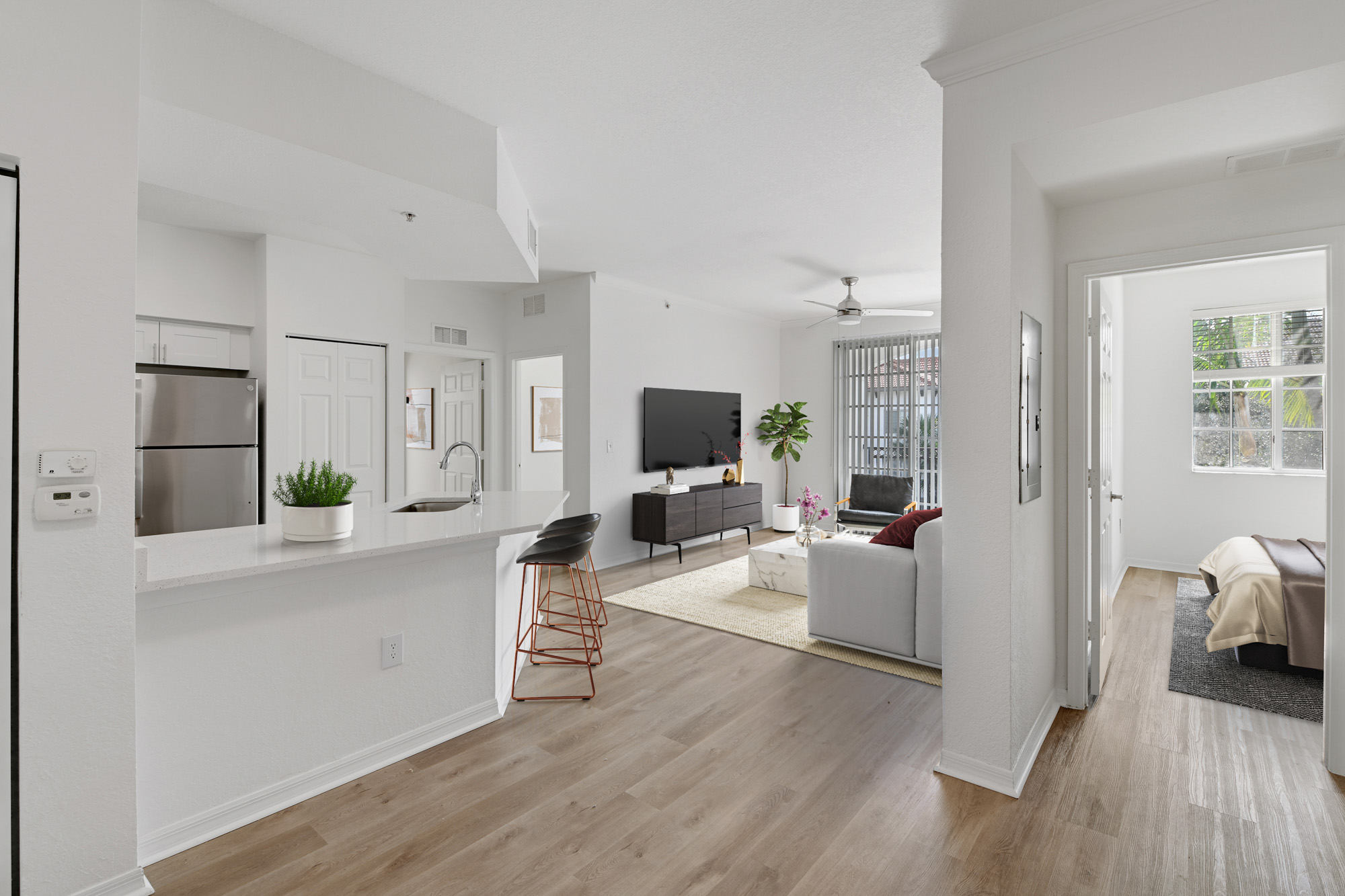 A living area at Solano at Miramar apartments in Miramar, FL.