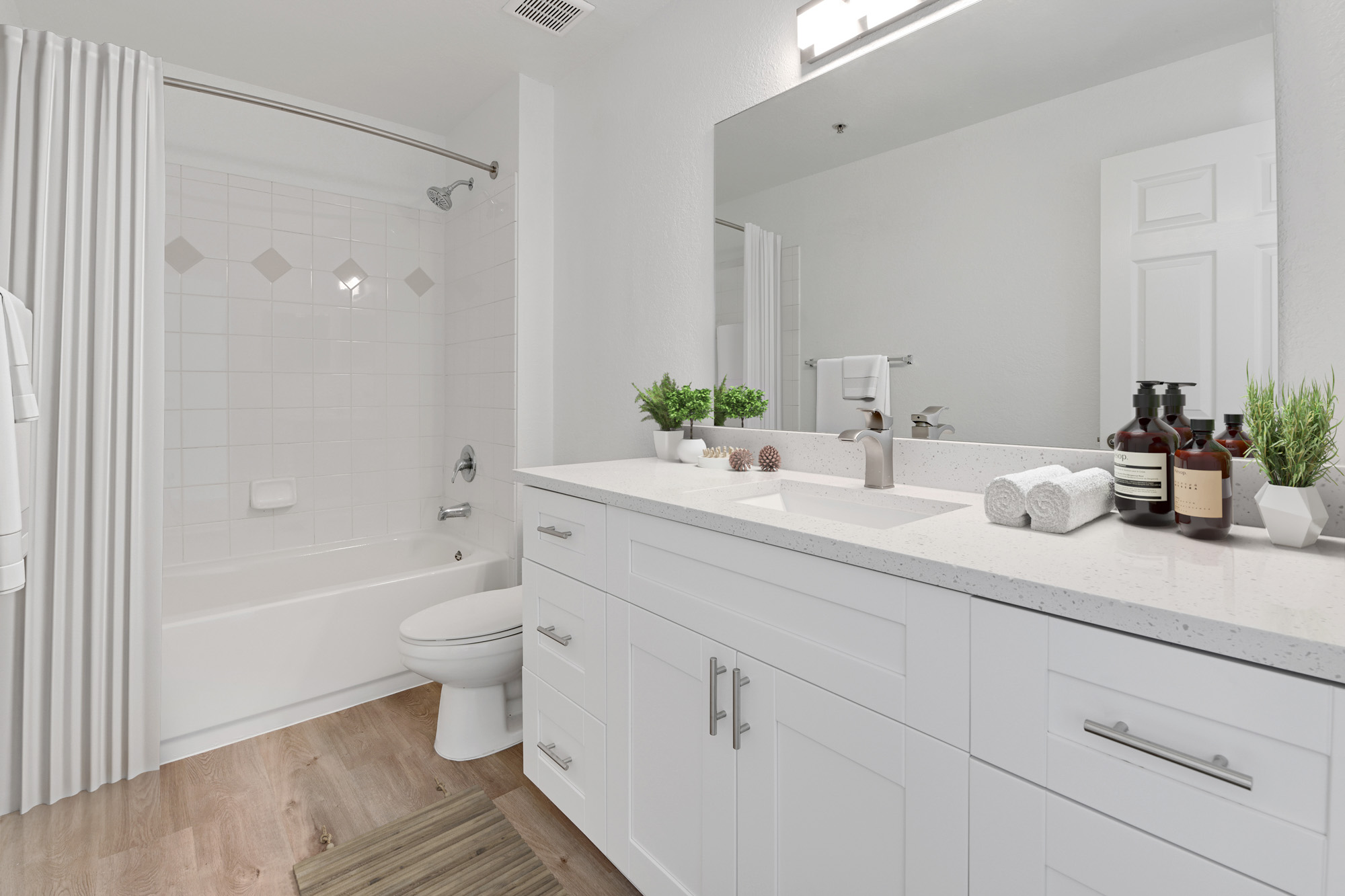 A bathroom at Solano at Miramar apartments in Miramar, FL.