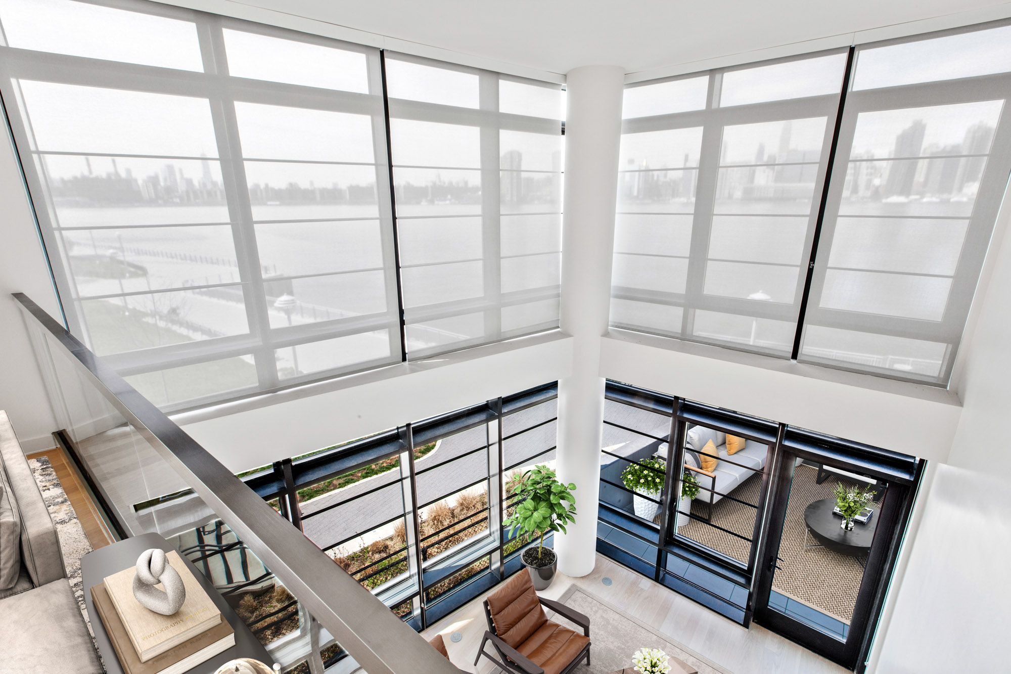 The second floor at Two Blue Slip apartments in Greenpoint, Brooklyn, New York.