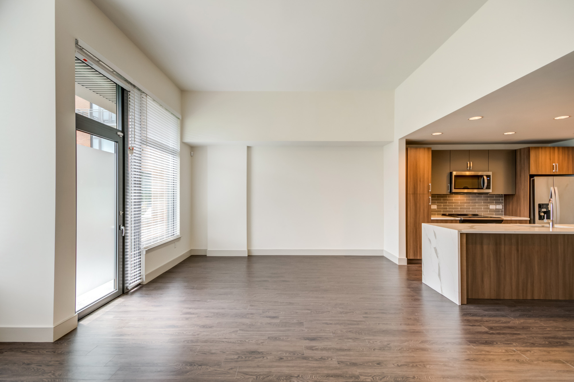 The living area in a Thayer and Spring apartment in downtown Silver Spring.