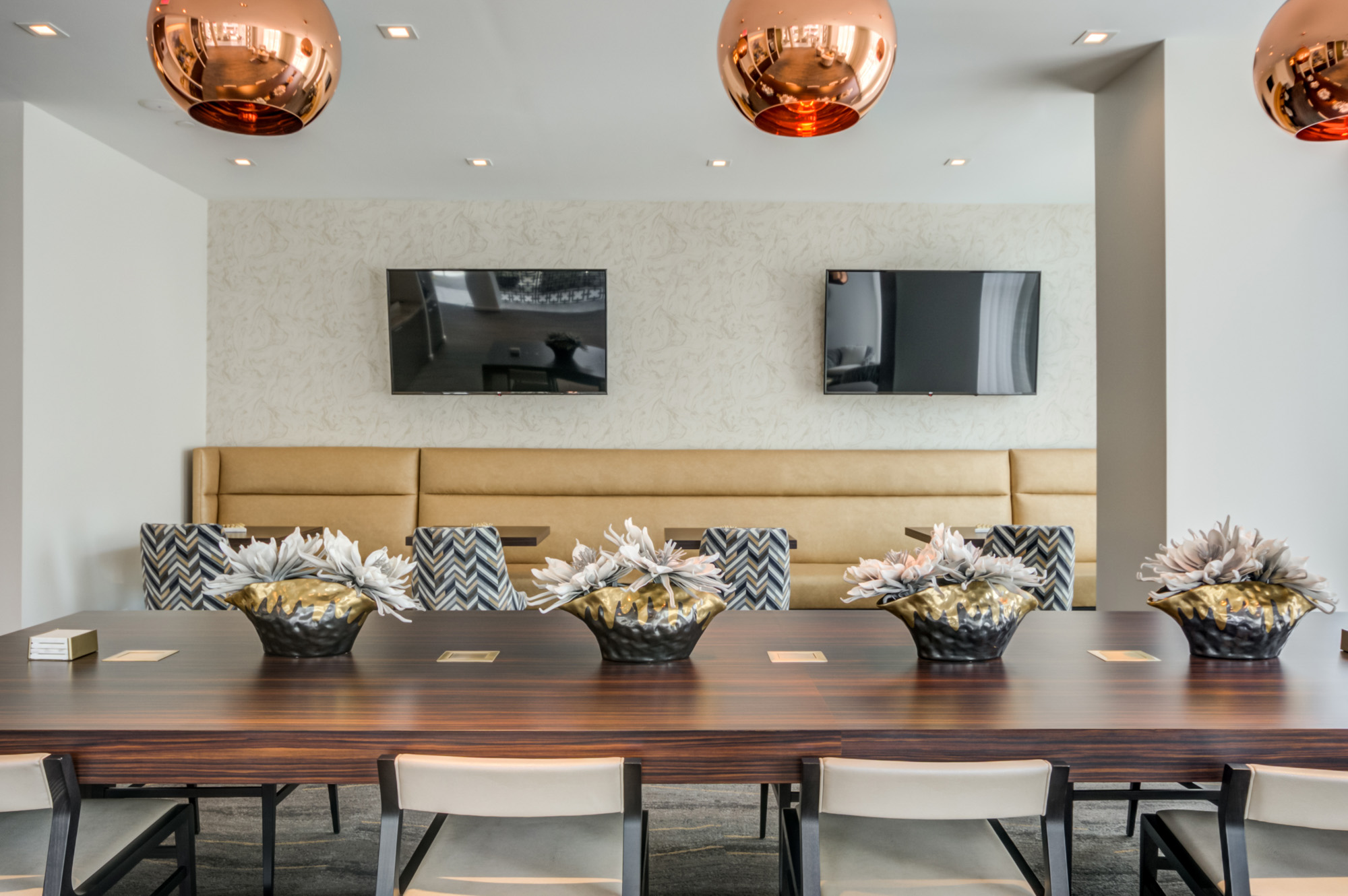 The work lounge at Thayer and Spring luxury apartments in downtown Silver Spring.