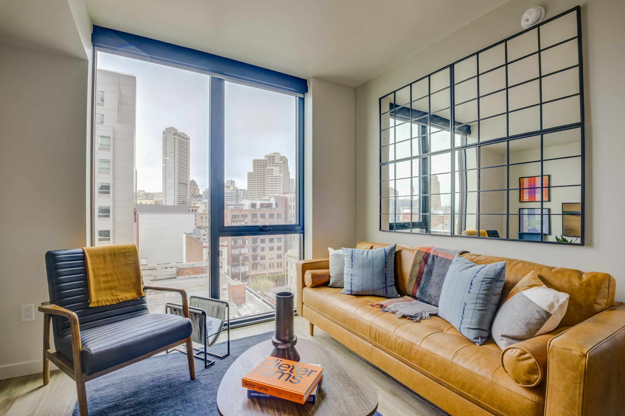 An apartment living room at The George apartments in San Francisco, CA