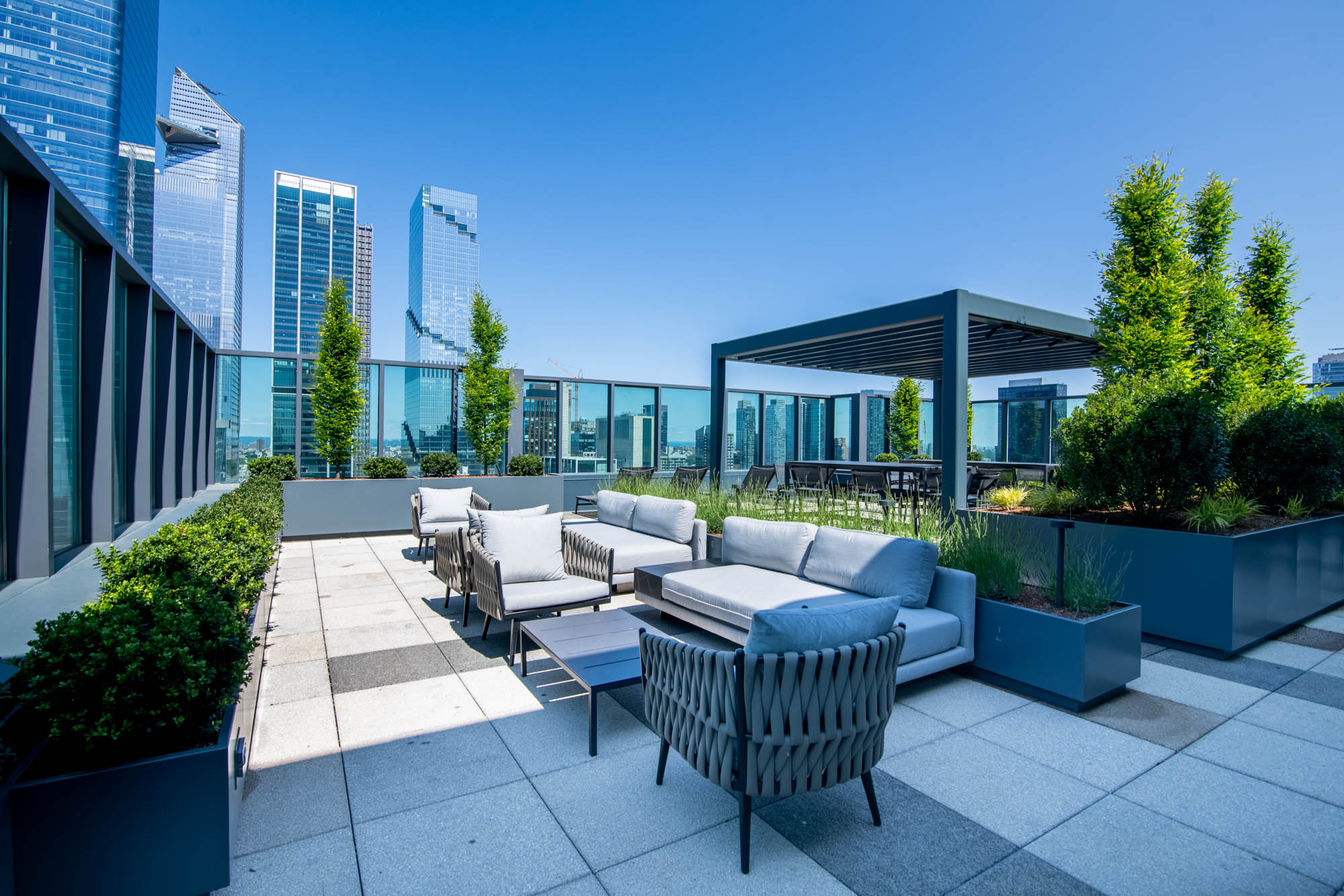 The rooftop terrace at The Olivia in Manhattan, NYC.