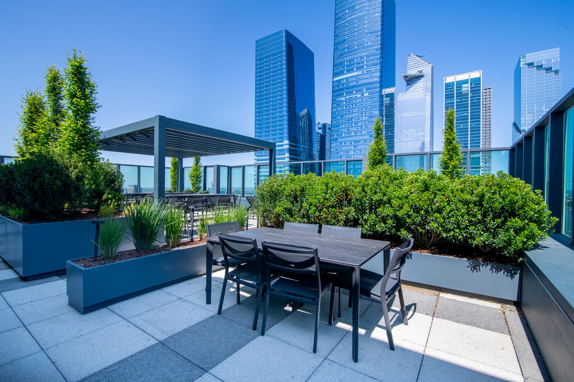 The rooftop terrace at The Olivia in Manhattan, NYC.