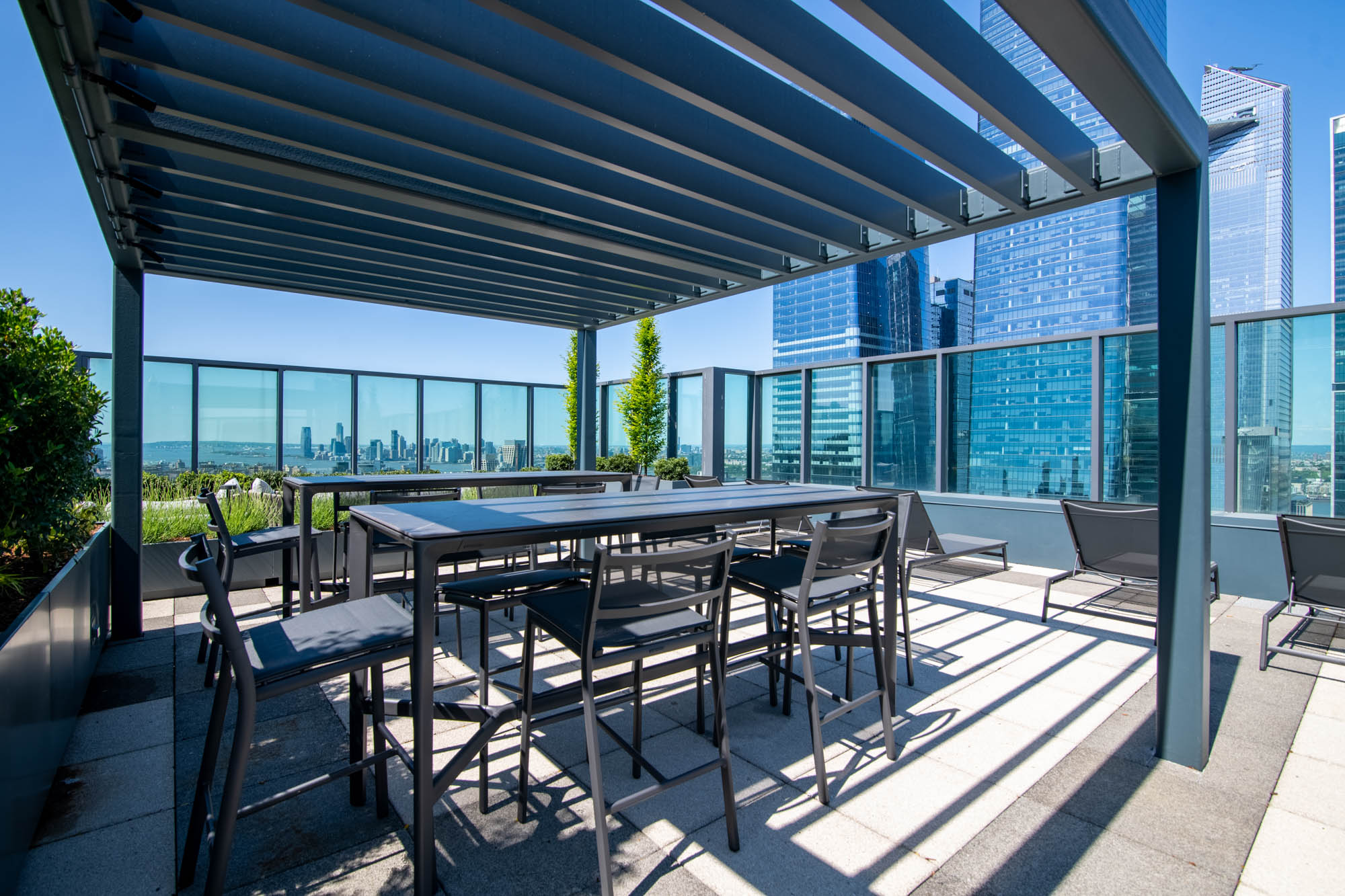 The rooftop terrace at The Olivia in Manhattan, NYC.