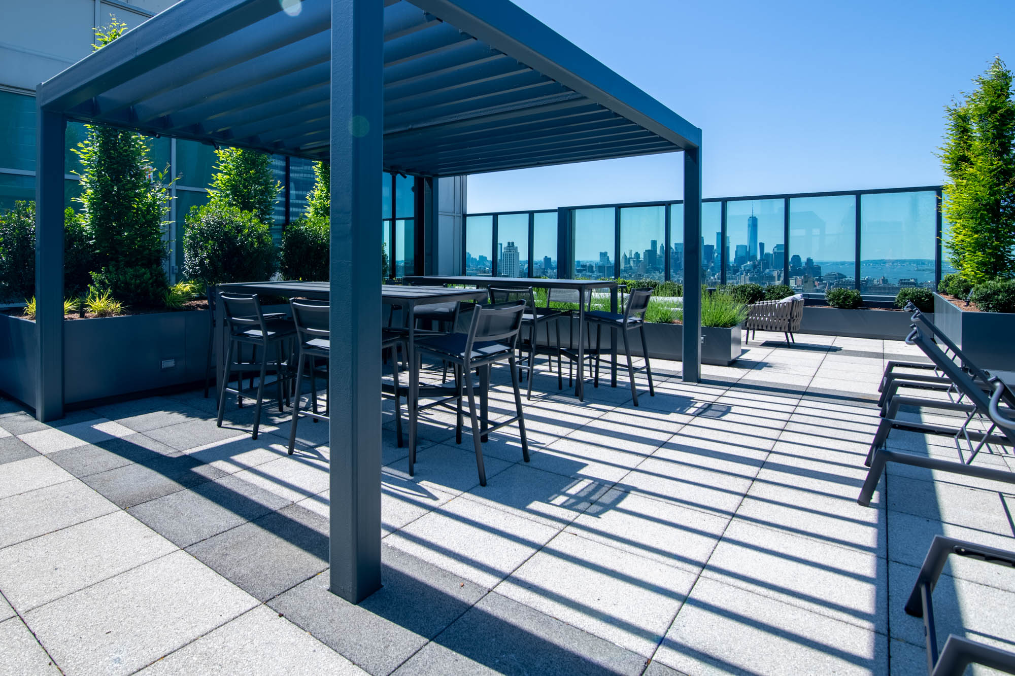 The rooftop terrace at The Olivia in Manhattan, NYC.