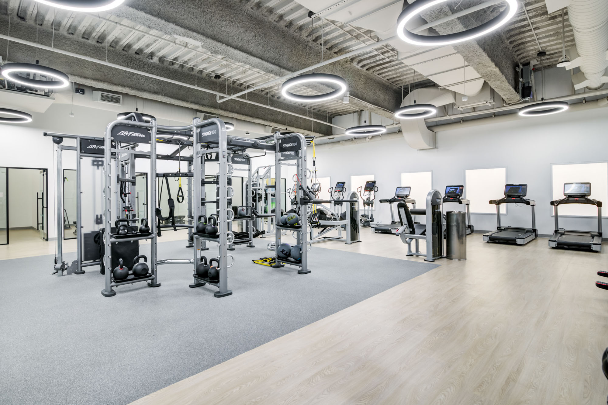 The fitness center at The Olivia in Manhattan, NYC.