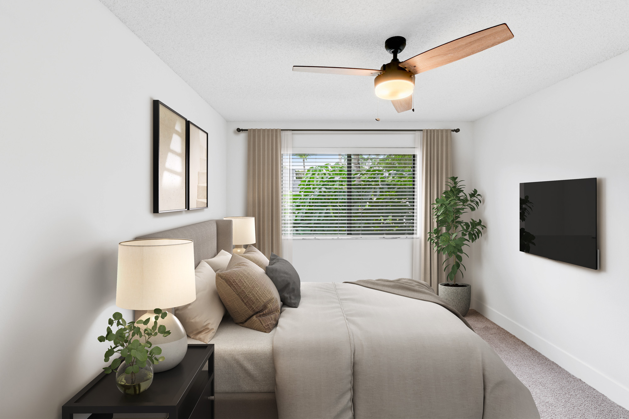 The interior of a bedroom at The Reserve at Ashely Lake apartments.