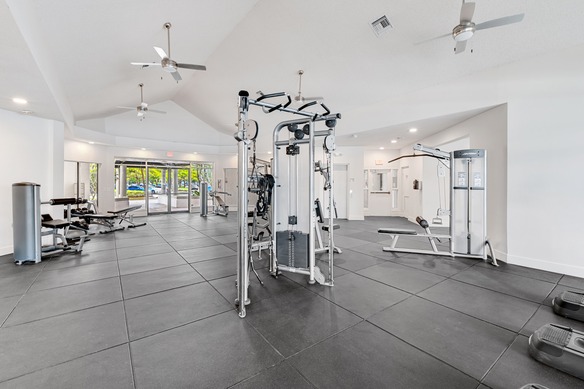 The interior of the fitness center at The Reserve at Ashley Lake.