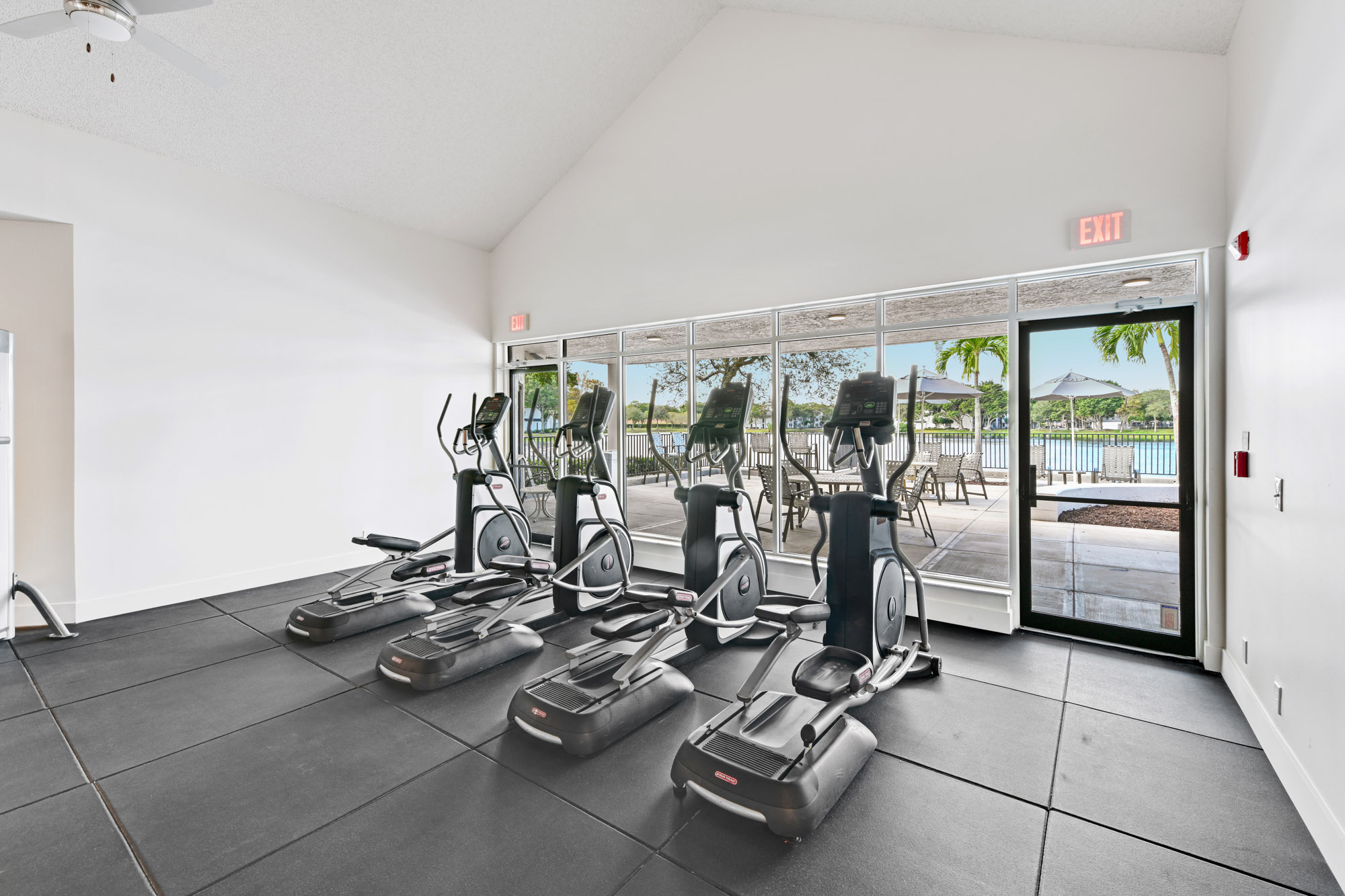 The interior of the fitness center at The Reserve at Ashley Lake.