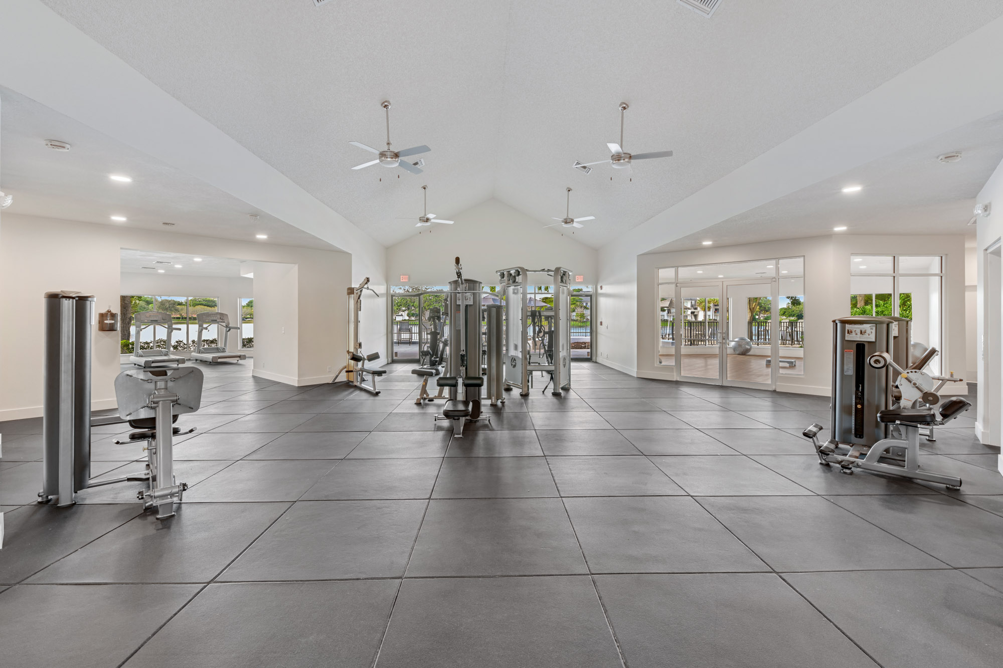 The interior of the fitness center at The Reserve at Ashley Lake.