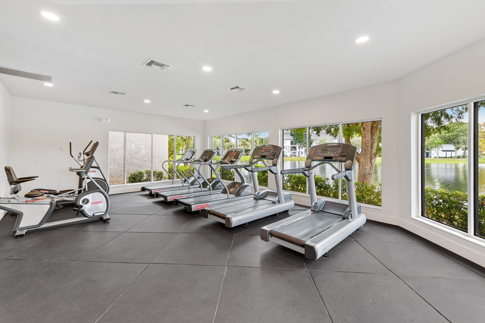 The interior of the fitness center at The Reserve at Ashley Lake.