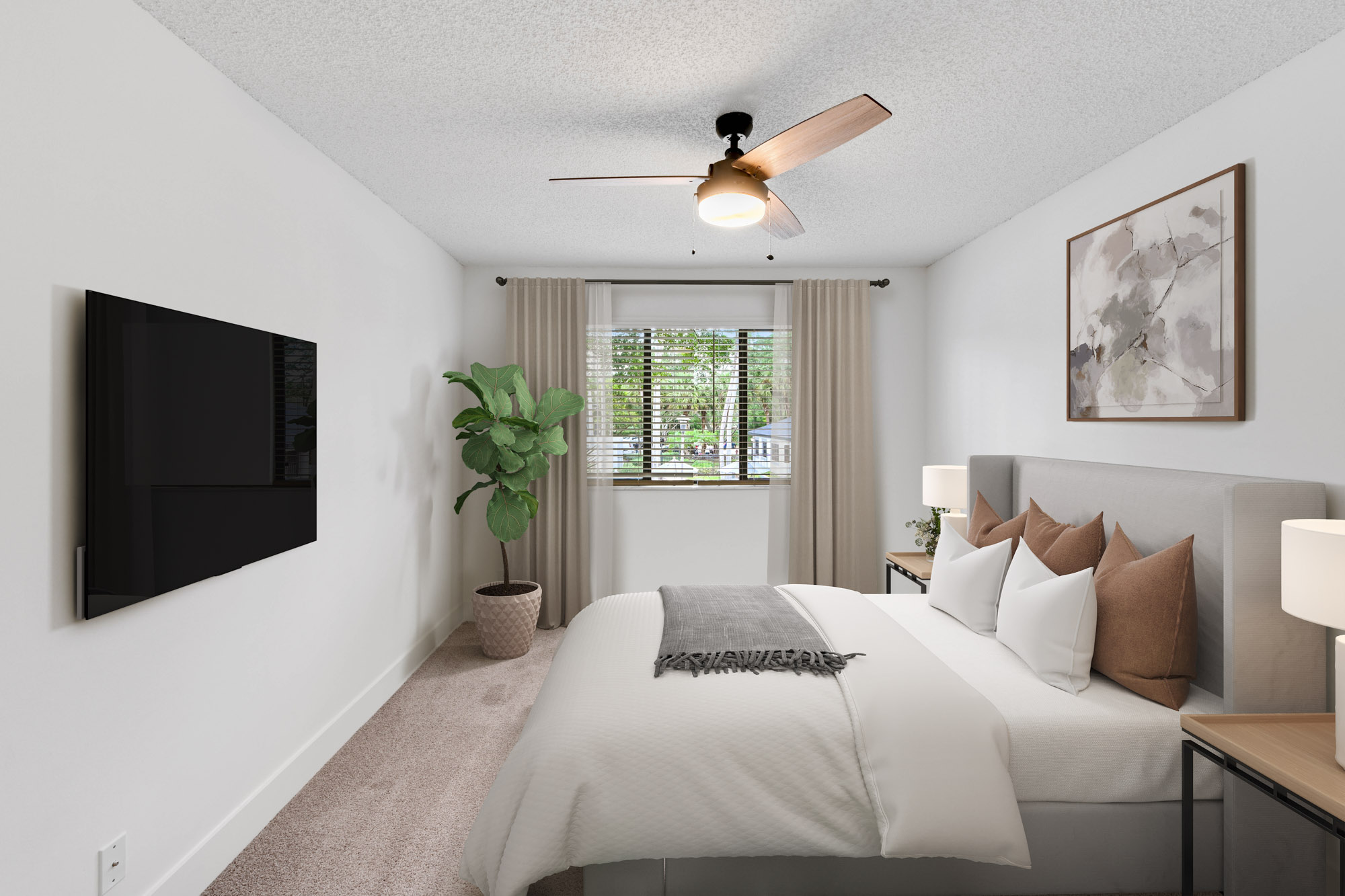 The interior of a bedroom at The Reserve at Ashely Lake apartments.