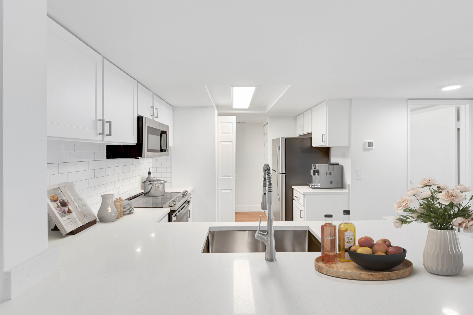 The interior of a kitchen at The Reserve at Ashely Lake apartments.