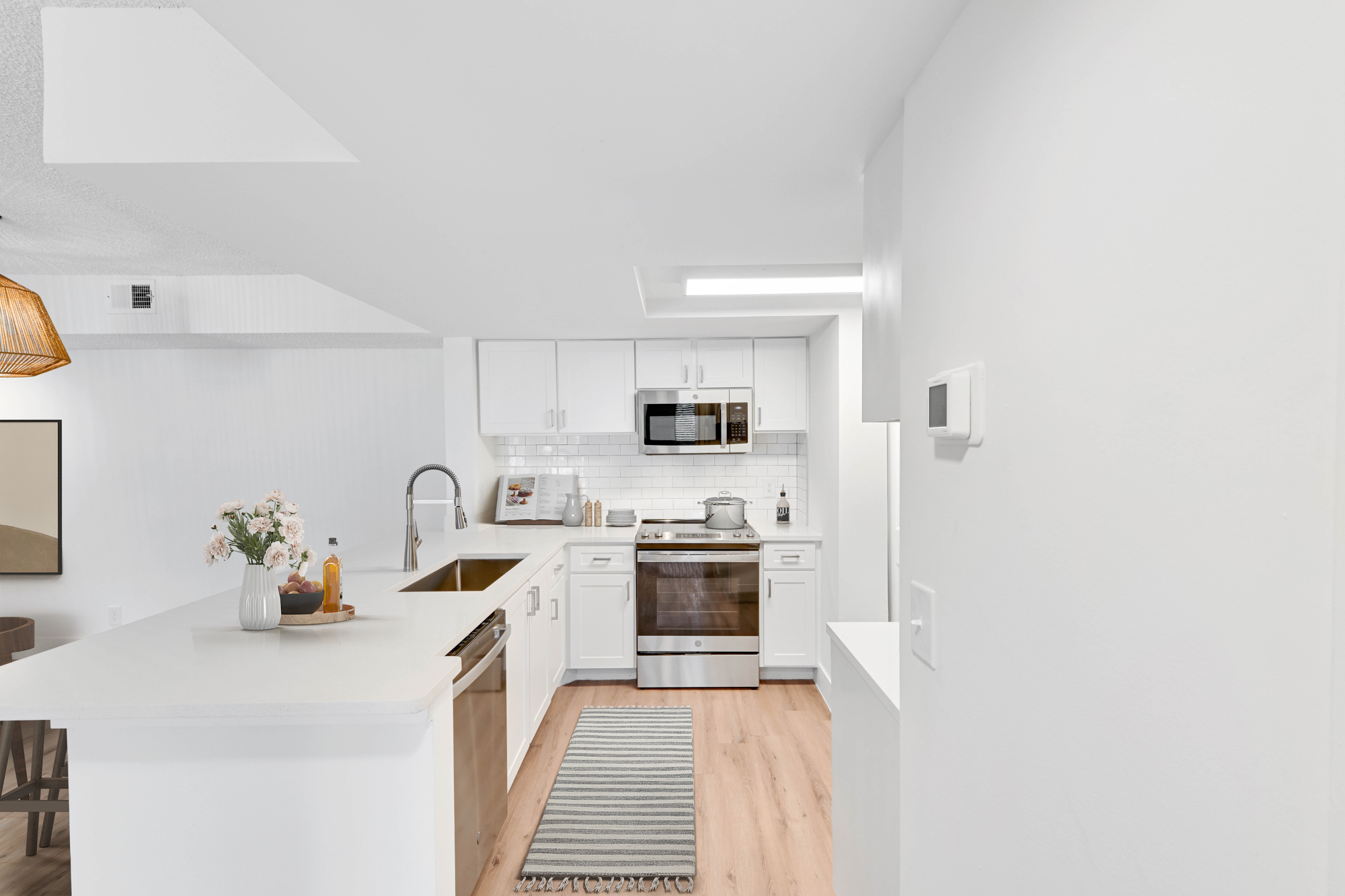 The interior of a kitchen at The Reserve at Ashely Lake apartments.