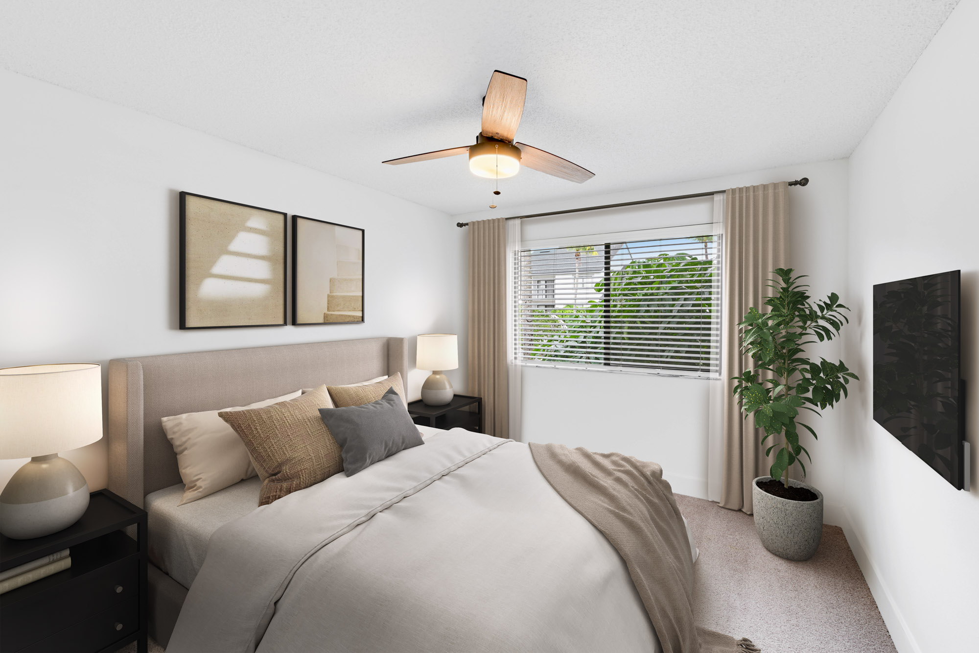 The interior of a bedroom at The Reserve at Ashely Lake apartments.