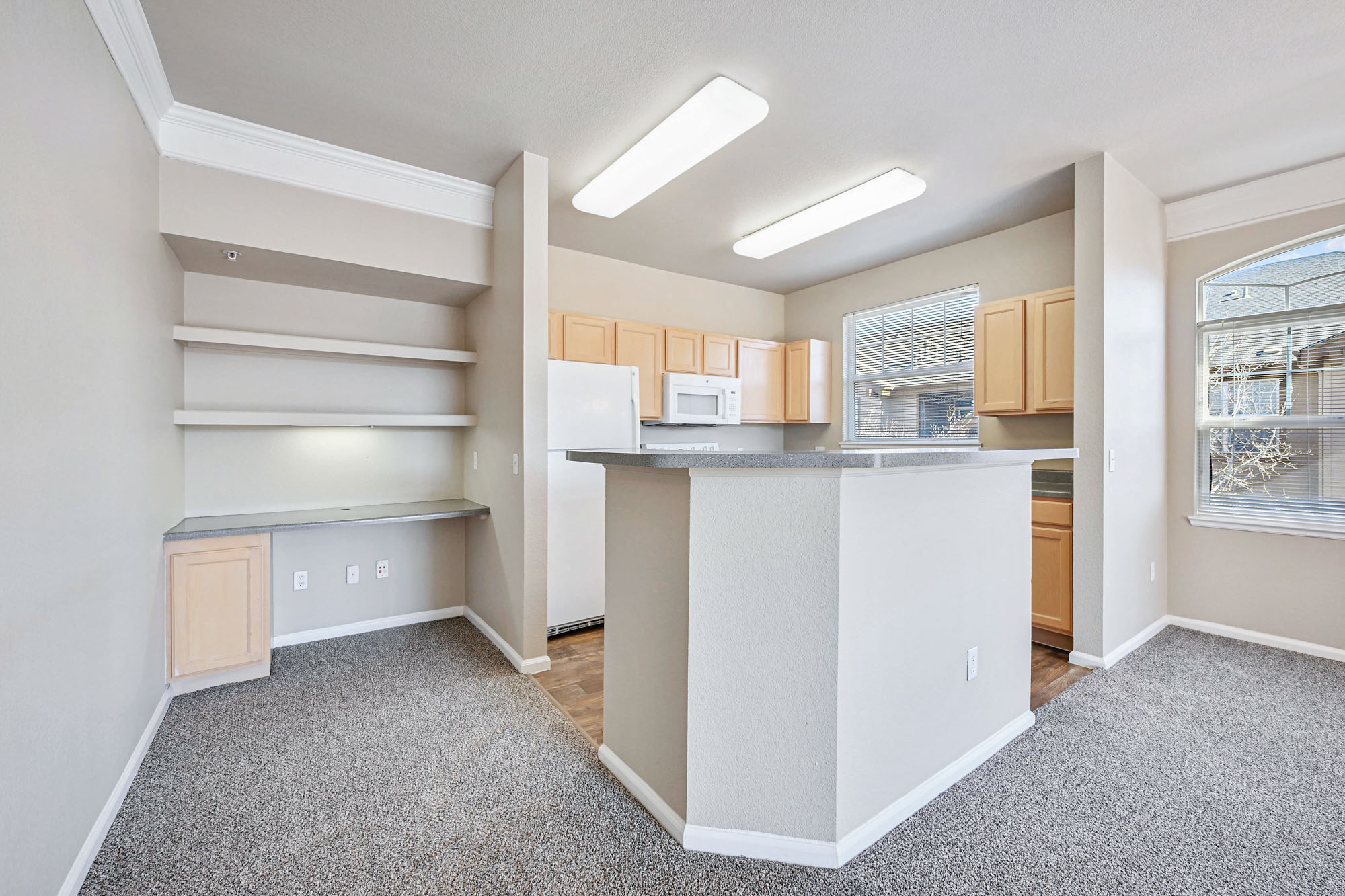 The kitchen in an apartment at The Village at Legacy Ridge near Denver, Colorado.