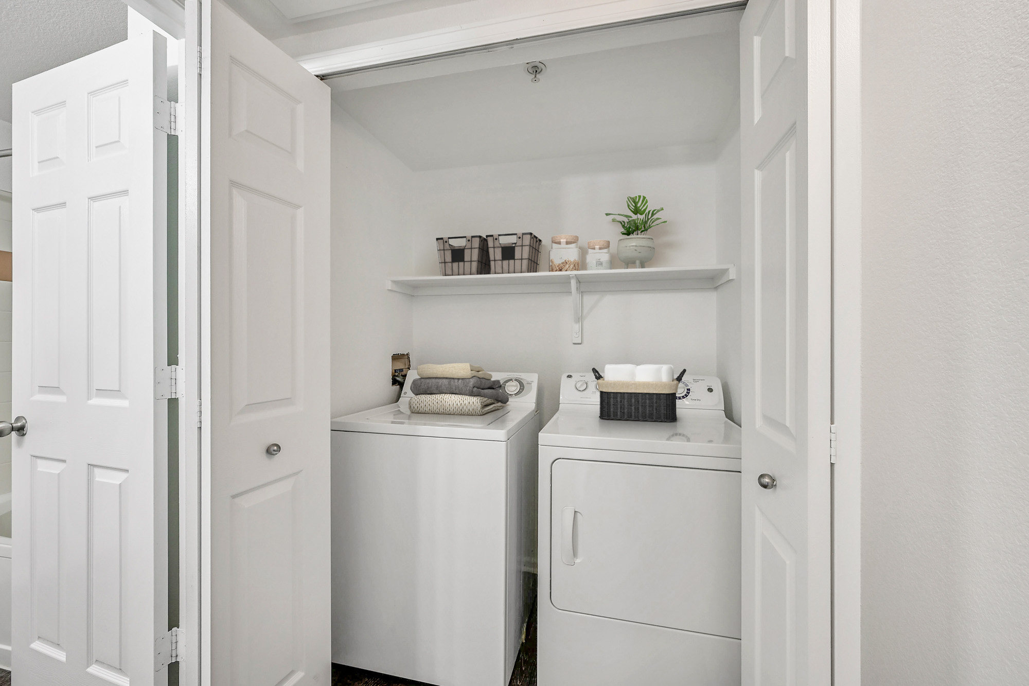 The washer and dryer in an apartment at The Village at Legacy Ridge near Denver, Colorado.