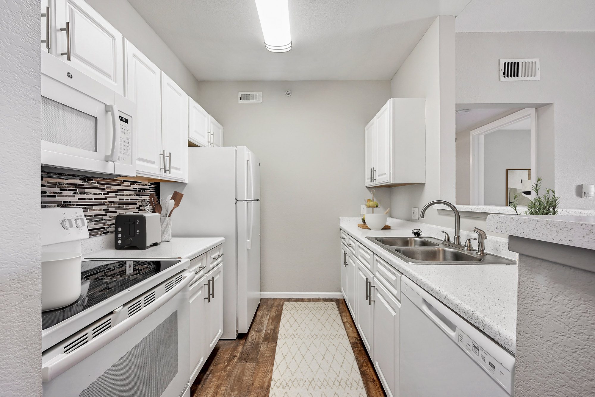 The kitchen in an apartment at The Village at Legacy Ridge near Denver, Colorado.