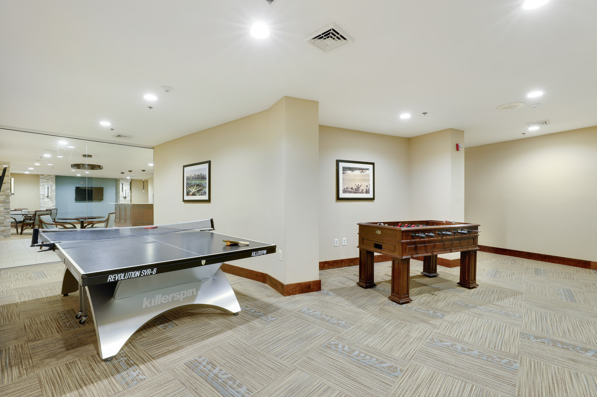 Game room at The Grand apartments in Washington, DC