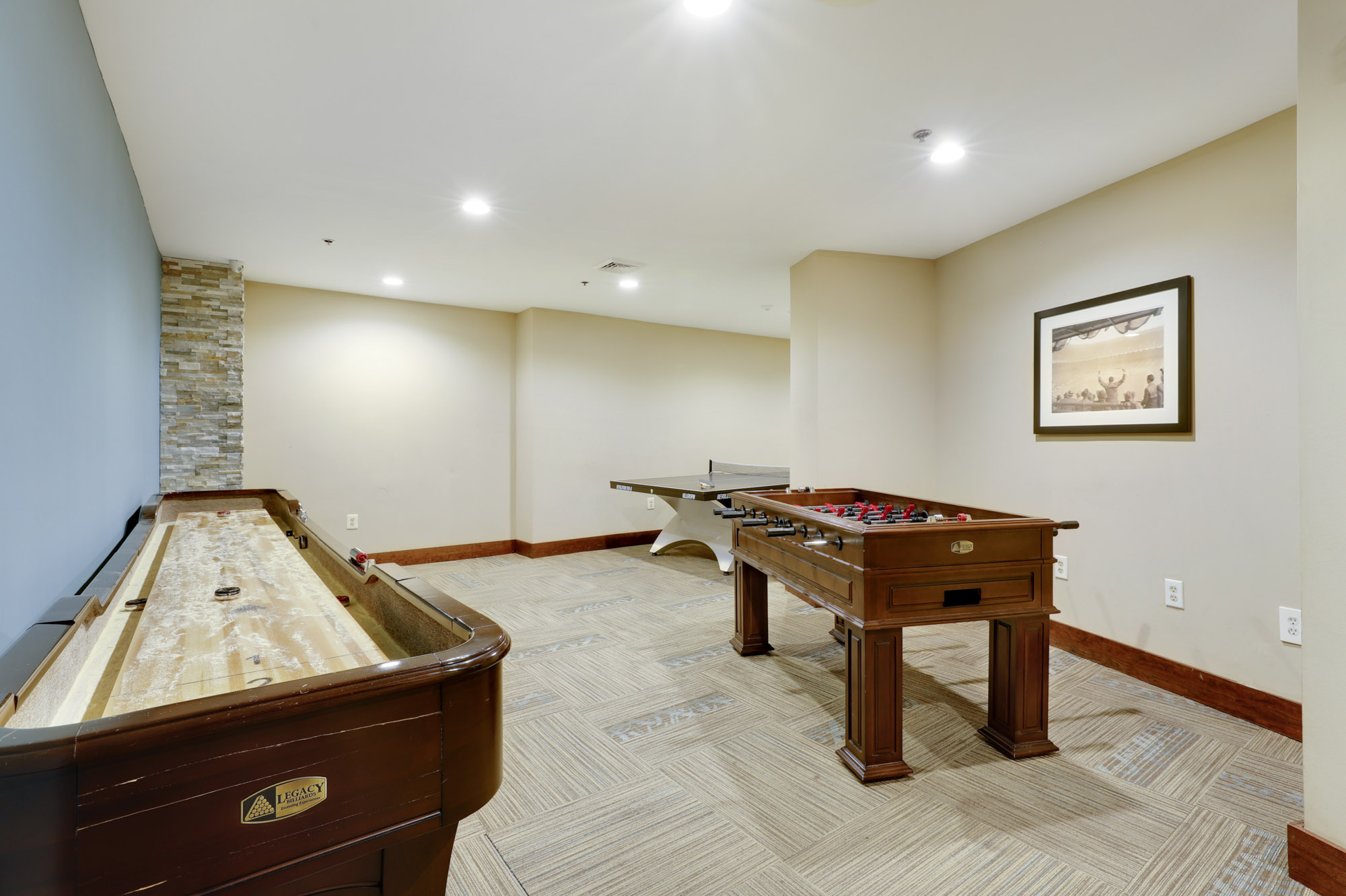 Game room at The Grand apartments in Washington, DC