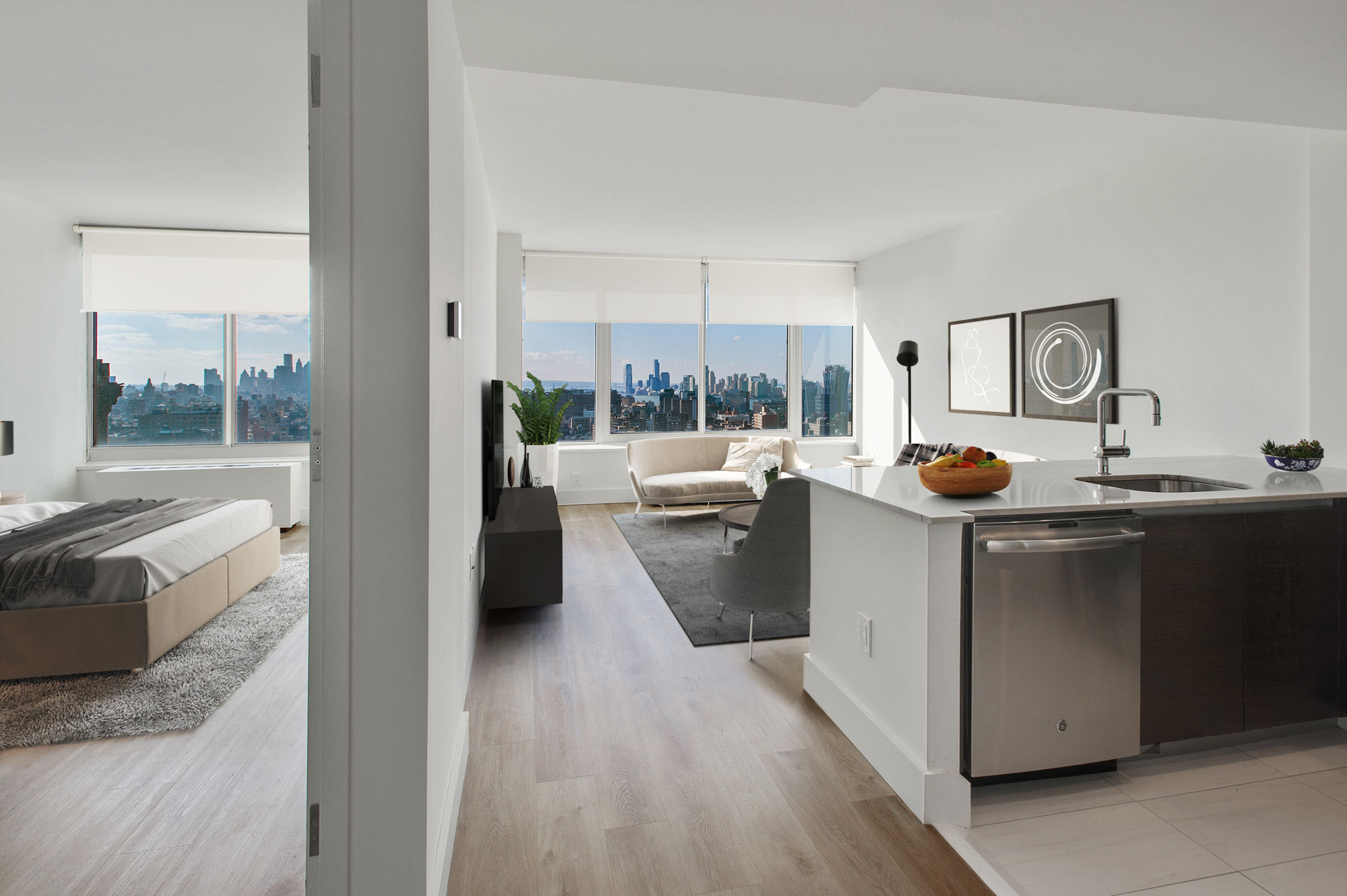 A living area at The Olivia in Manhattan, NYC.