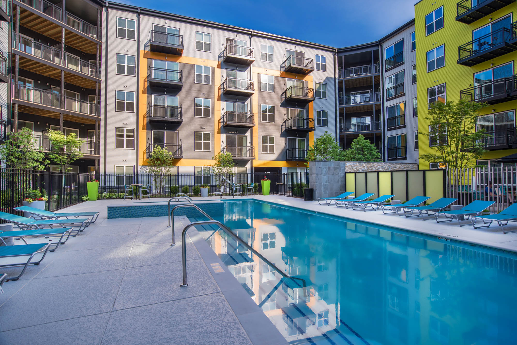 The pool at The Parker at Huntington Metro apartments in Alexandria, VA.