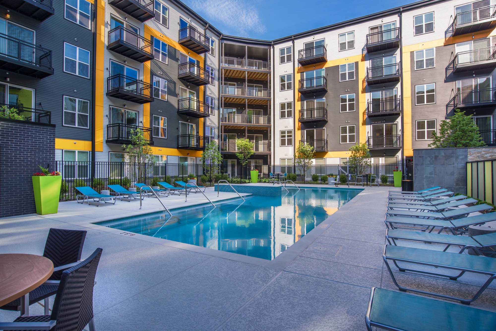 The pool at The Parker at Huntington Metro apartments in Alexandria, VA.