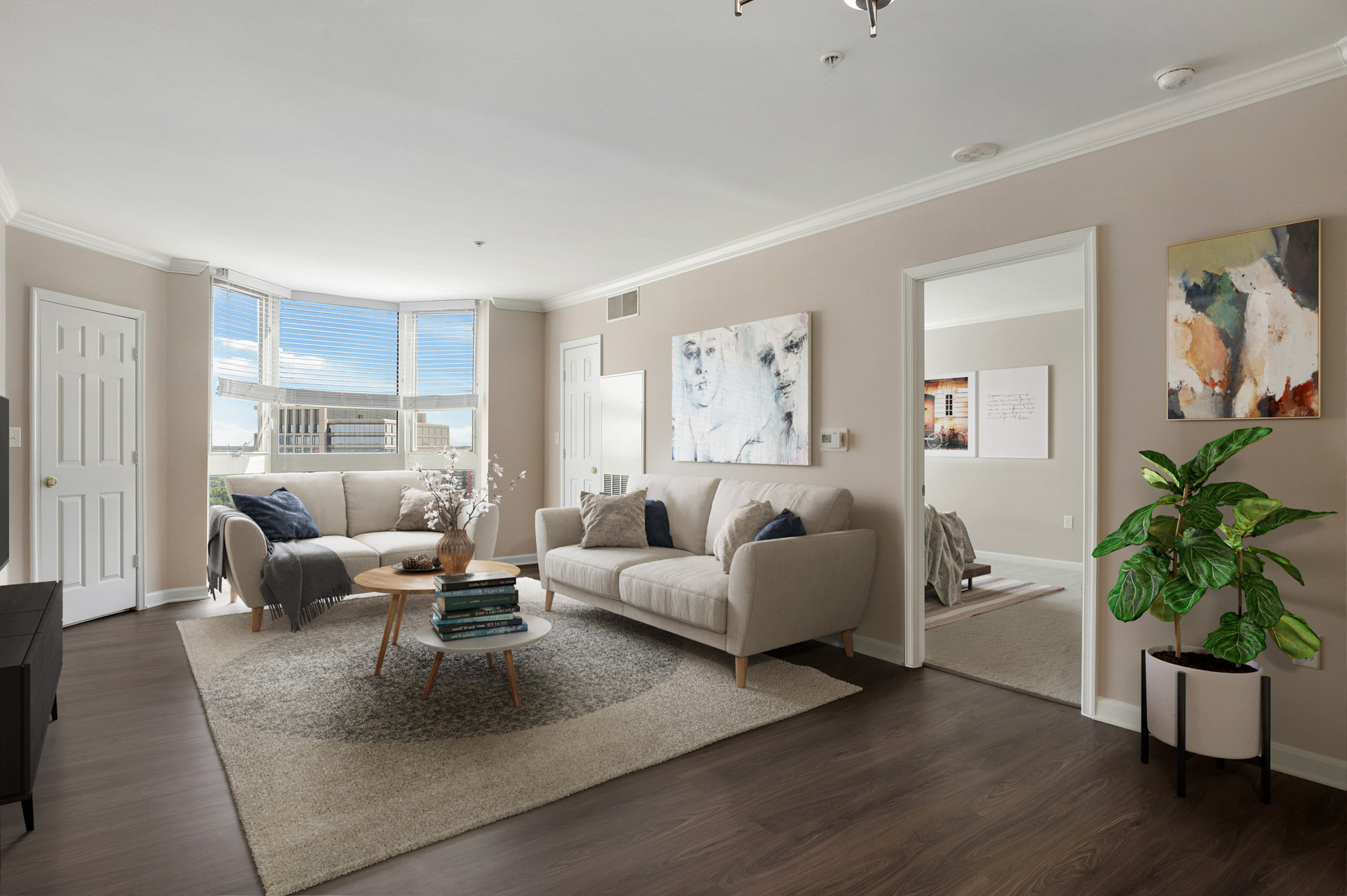 Living area at The Grand apartments in Washington, DC