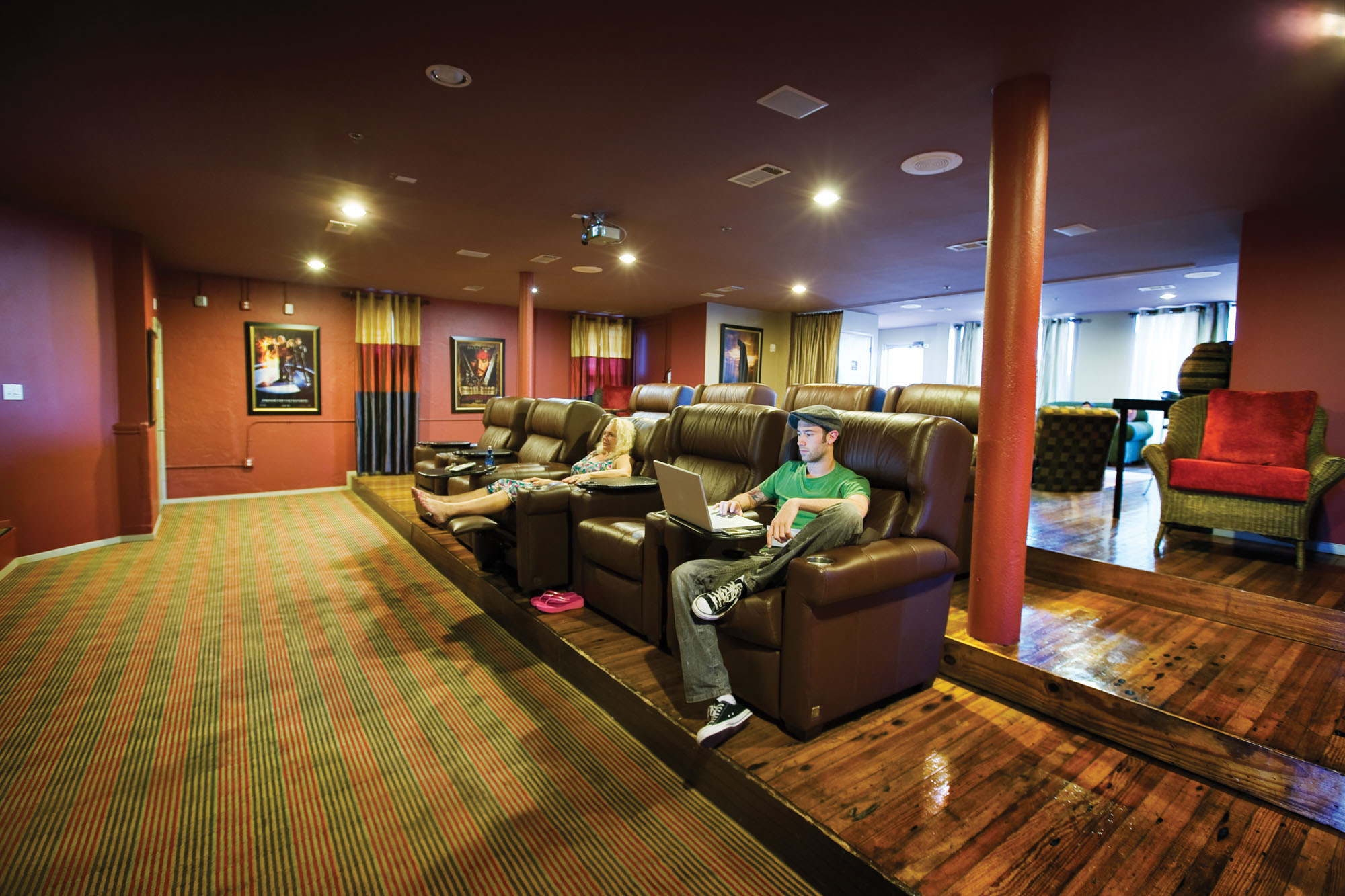 Theater room at The Wilson apartments in Dallas, TX