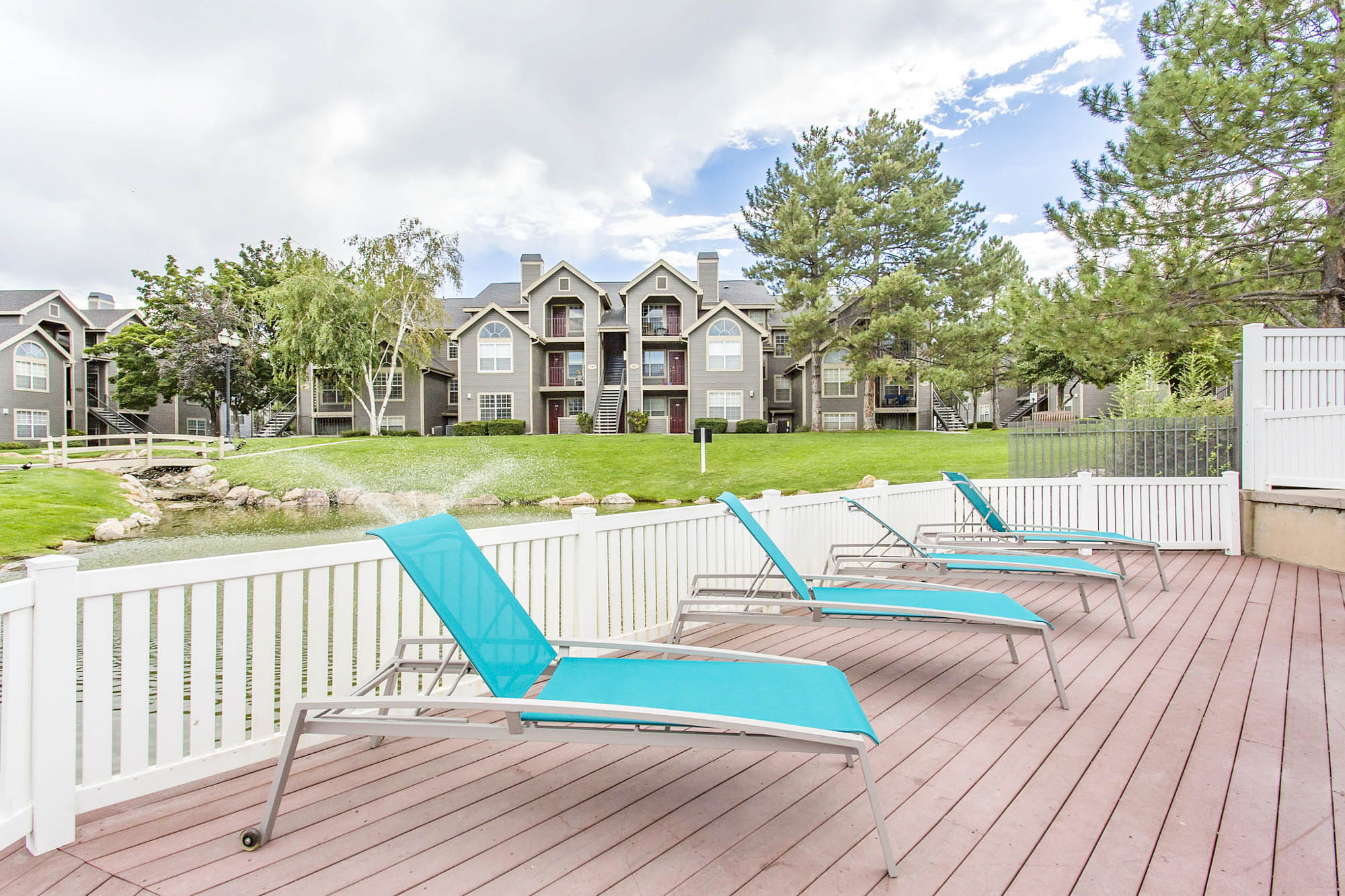 Lounge chairs at Stillwater apartments near Salt Lake City, Utah.