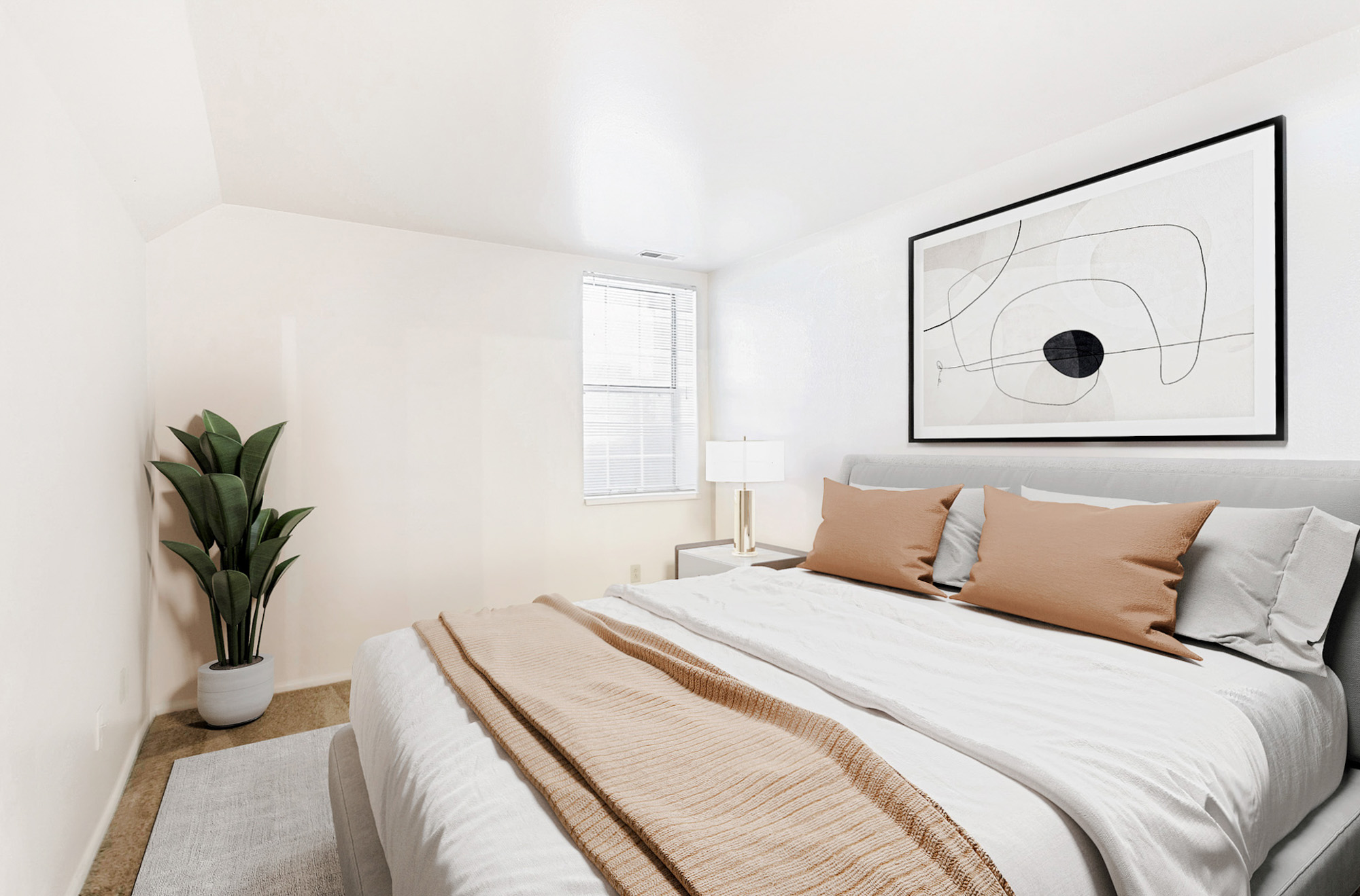 The bedroom in an apartment at Stillwater near Salt Lake City, Utah.