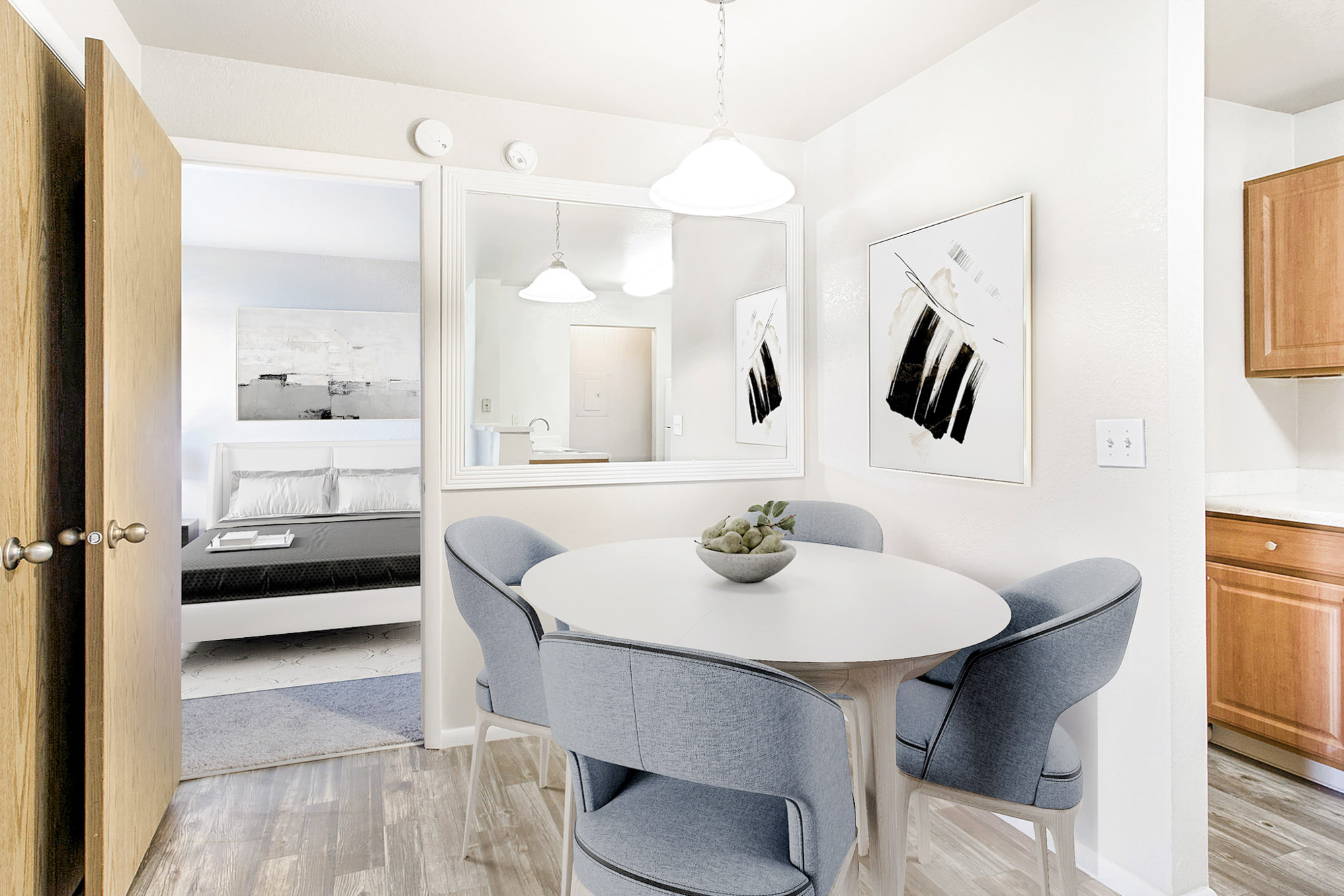 The dining area in an apartment at Stillwater near Salt Lake City, Utah.