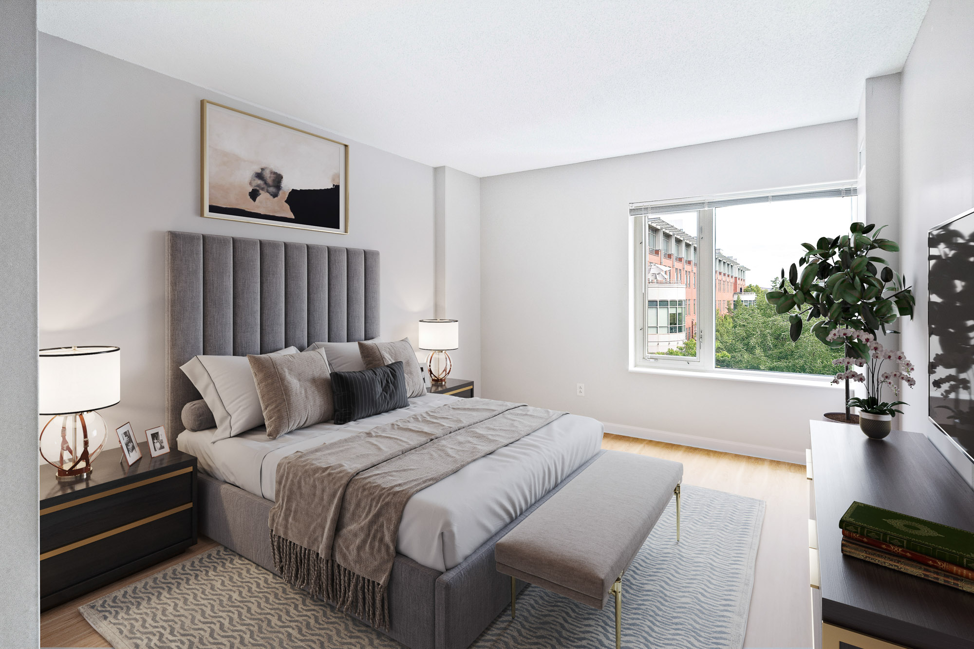 Bedroom at 91 Sidney apartments in University Park in Cambridge, MA