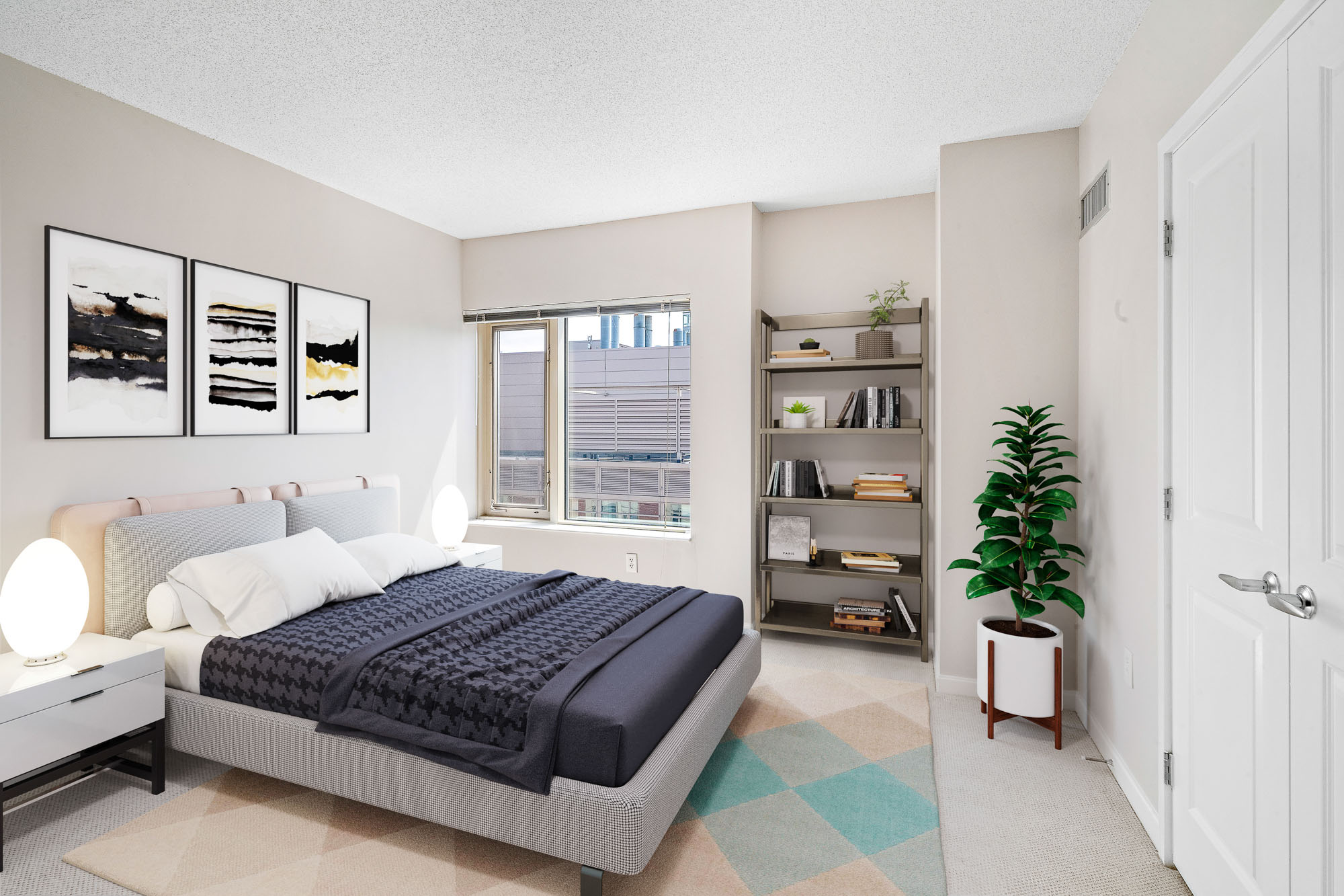 Bedroom at 91 Sidney apartments in University Park in Cambridge, MA