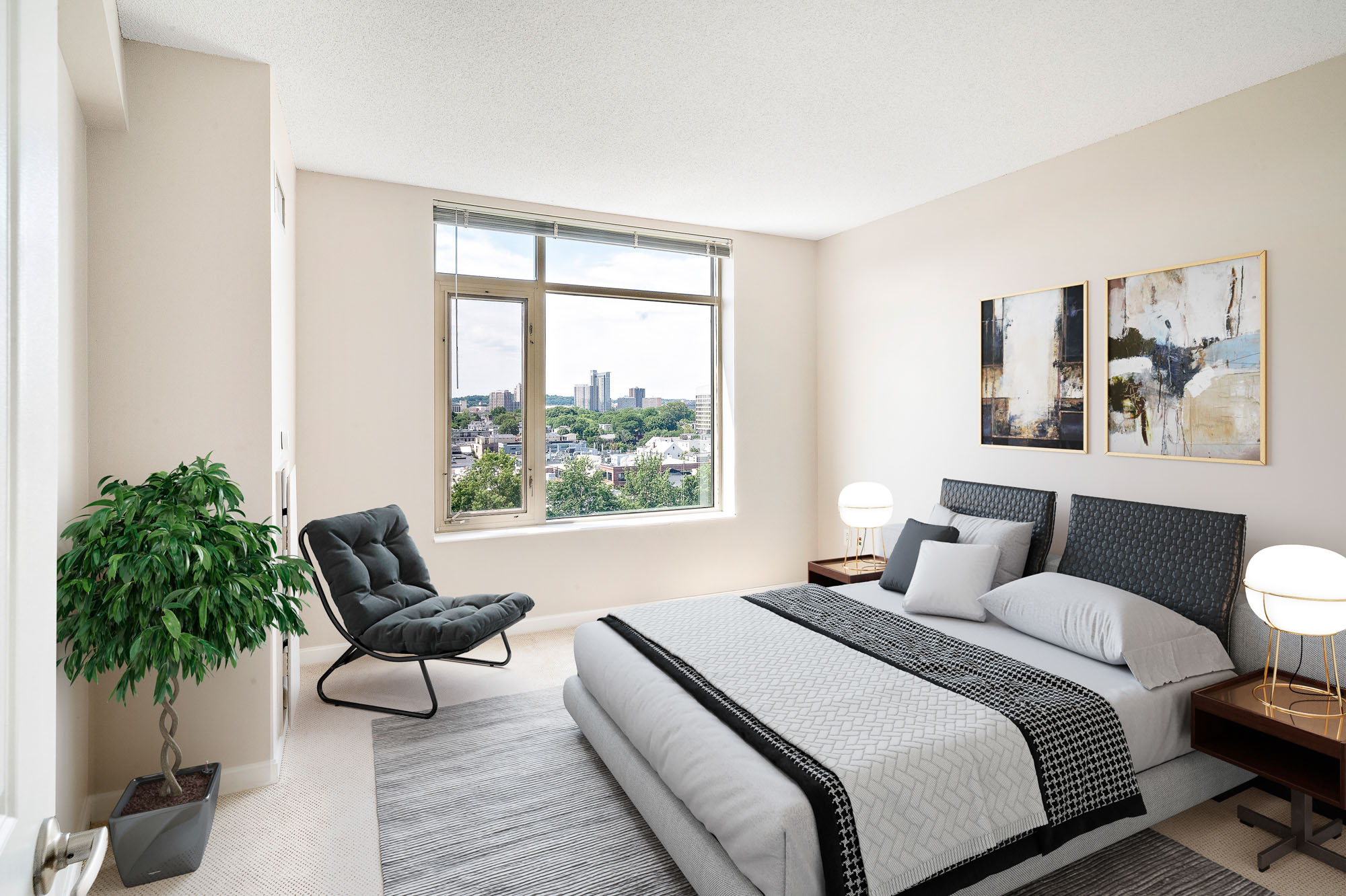 Bedroom at 91 Sidney apartments in University Park in Cambridge, MA