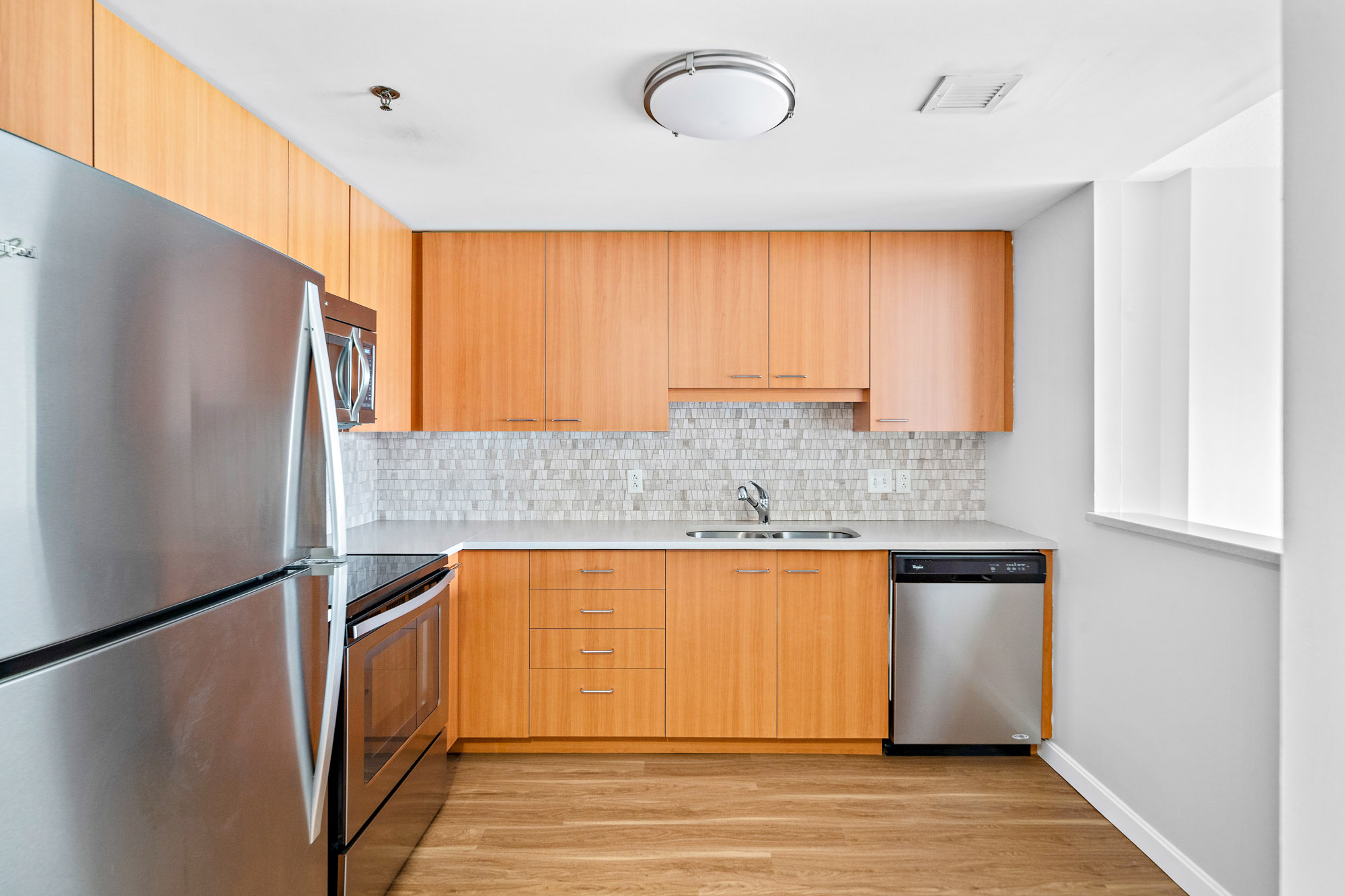 Kitchen at 91 Sidney apartments in University Park in Cambridge, MA