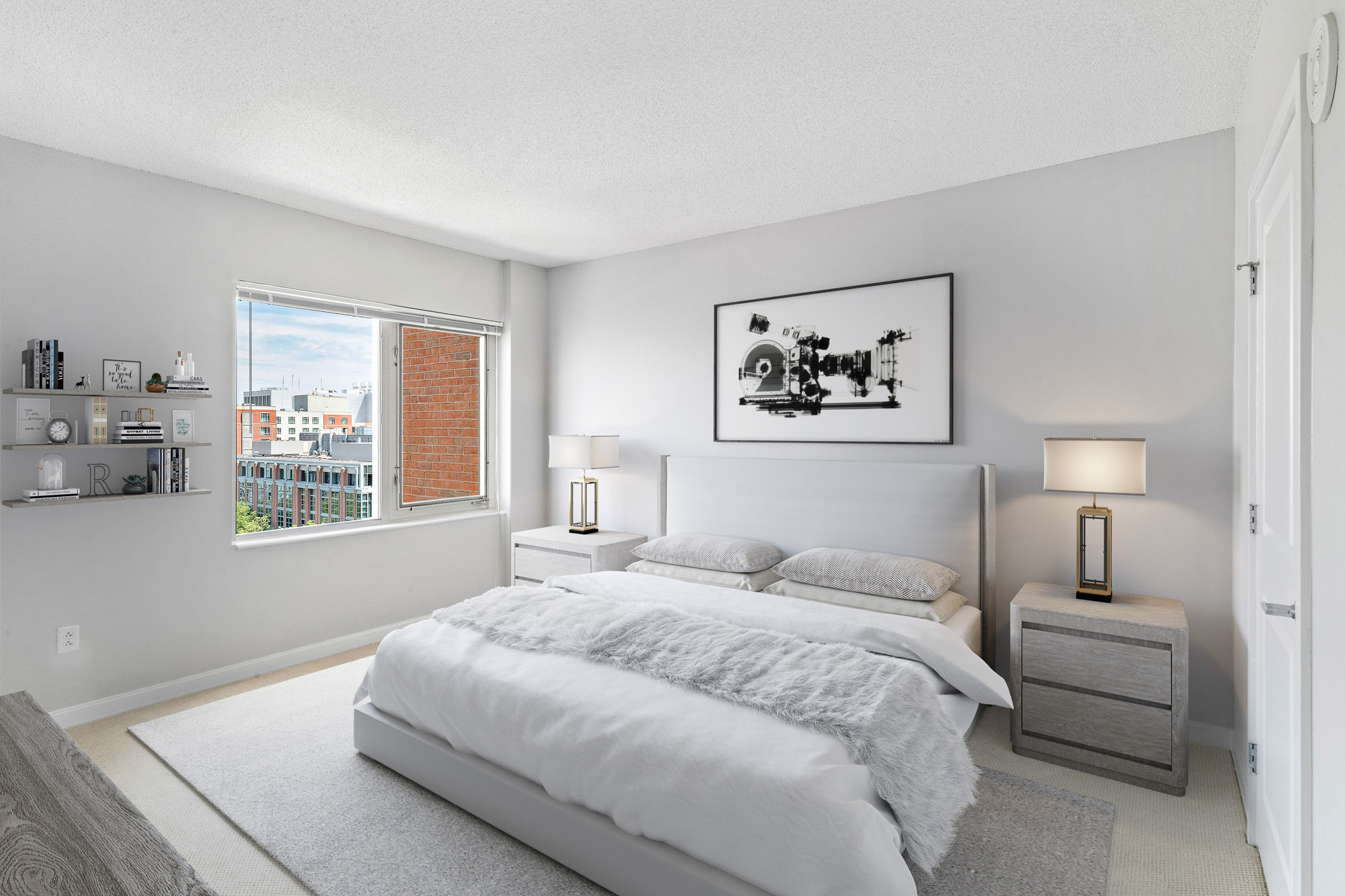 Bedroom at 91 Sidney apartments in University Park in Cambridge, MA