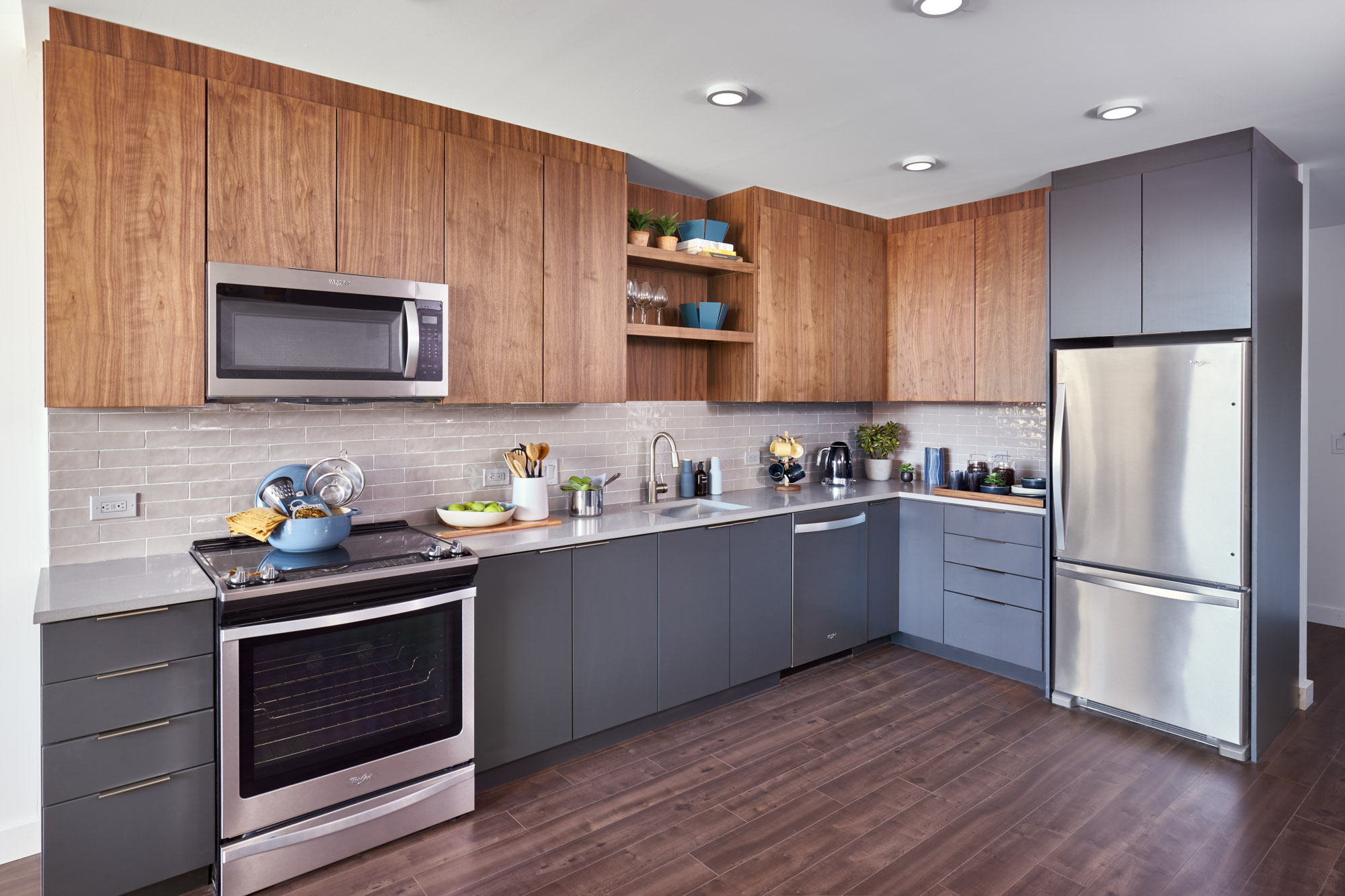 The kitchen in a VYV apartment in Jersey City.