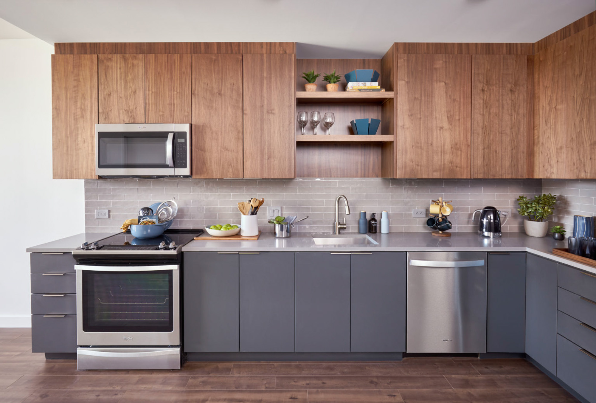 The kitchen in a VYV apartment in Jersey City.