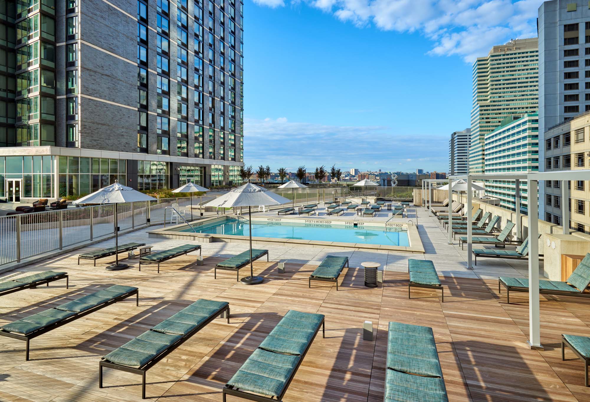 The pool at VYV apartments in Jersey City, New Jersey.