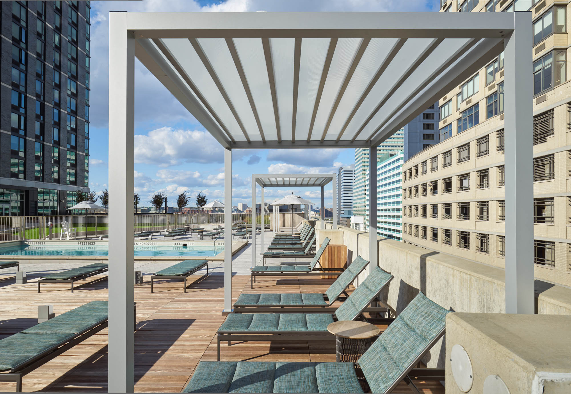 The pool at VYV apartments in Jersey City, New Jersey.