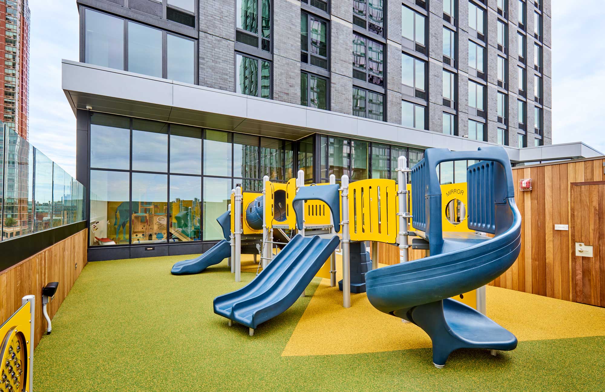 The kids playground at VYV apartments in Jersey City, New Jersey.