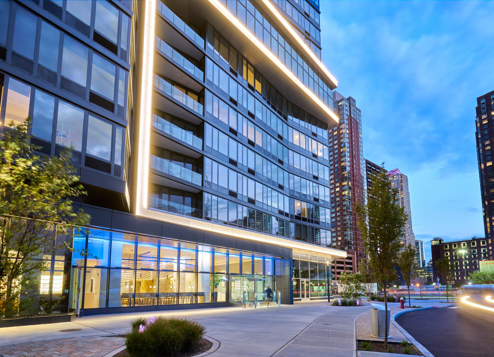 The exterior of VYV apartments in Jersey City, New Jersey.